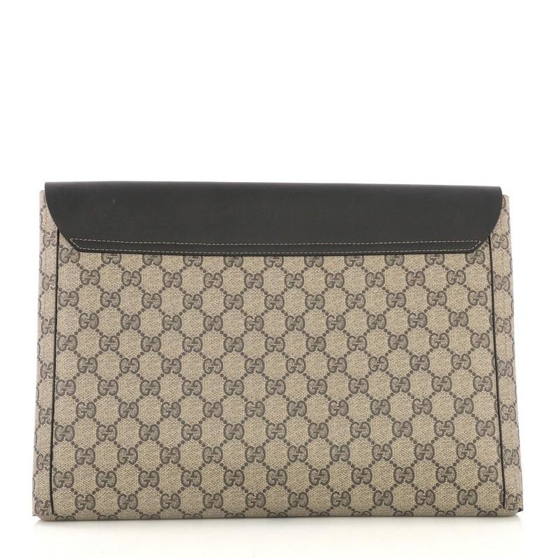 Black Gucci Envelope Clutch GG Canvas and Leather Large