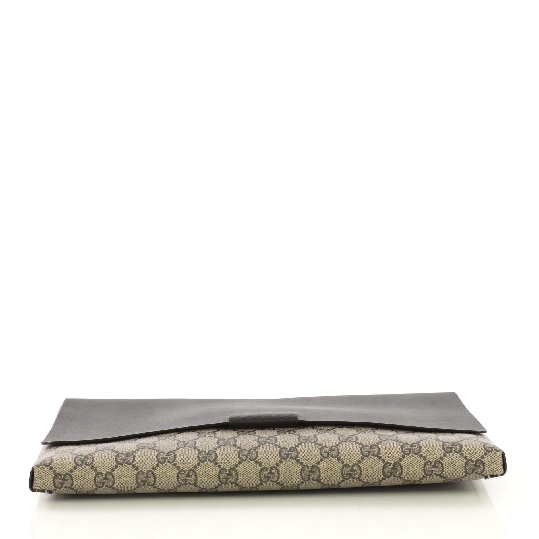 Gucci Envelope Clutch GG Canvas and Leather Large In Excellent Condition In NY, NY