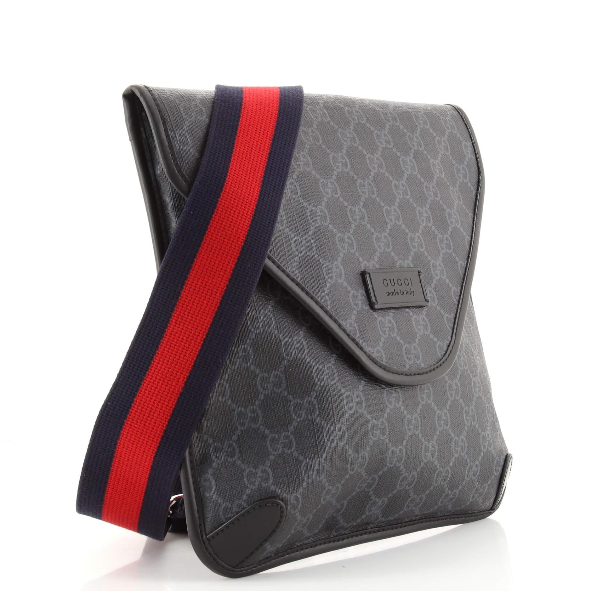 Black Gucci Envelope Web Messenger GG Coated Canvas Medium