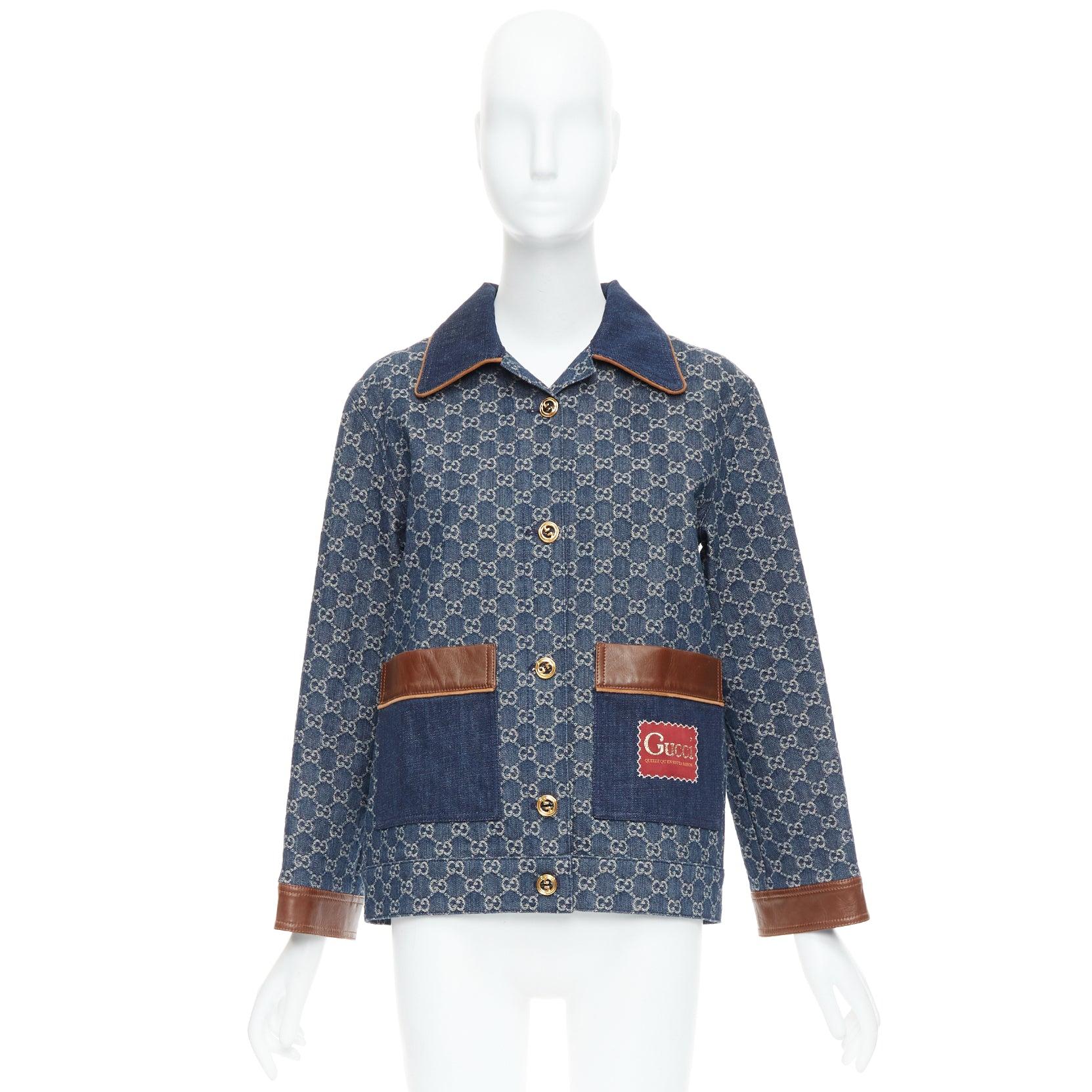 Gucci Epilogue cappotto vintage in denim organico lavato blu con Monogram GG IT38 XS in vendita 5
