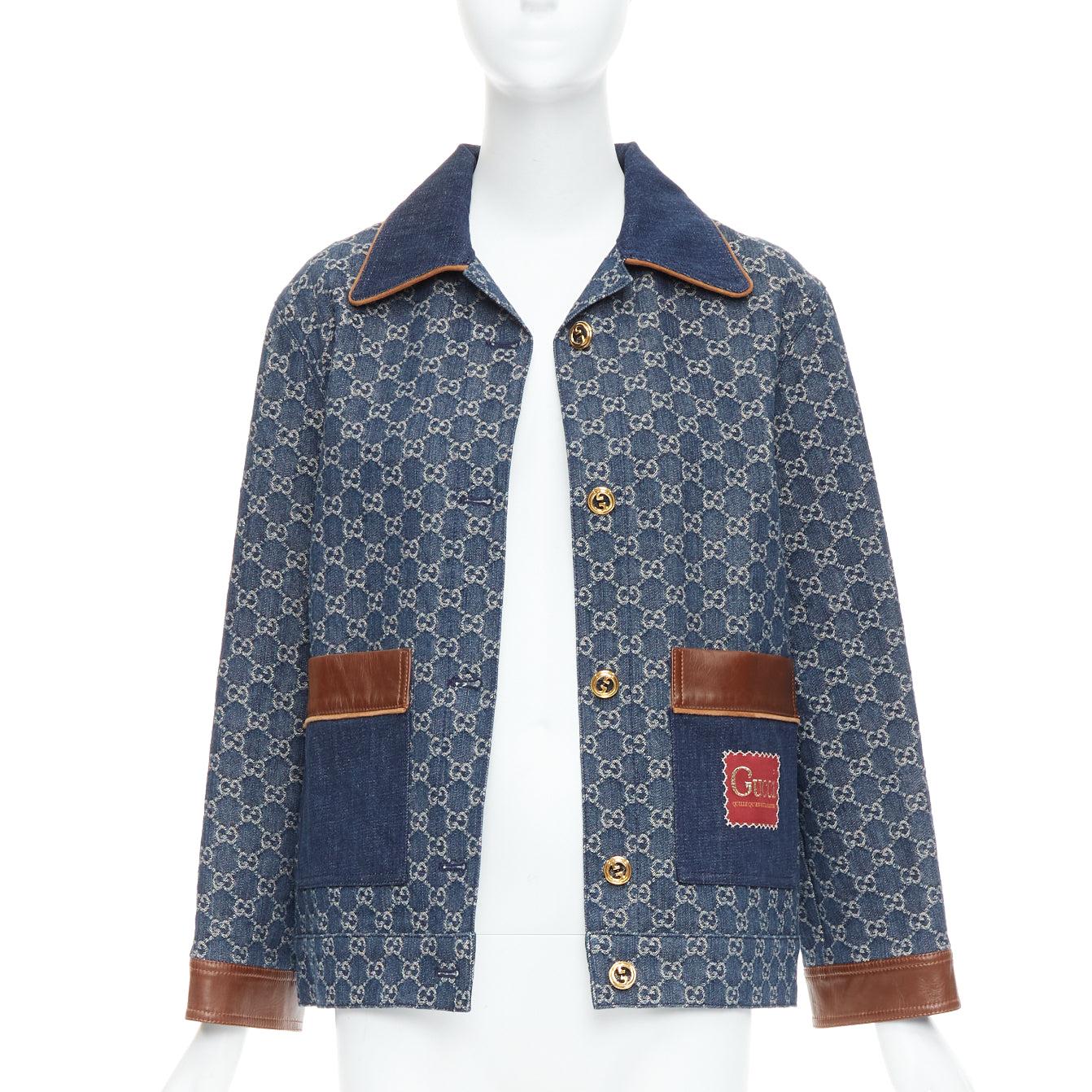 Grigio Gucci Epilogue cappotto vintage in denim organico lavato blu con Monogram GG IT38 XS in vendita
