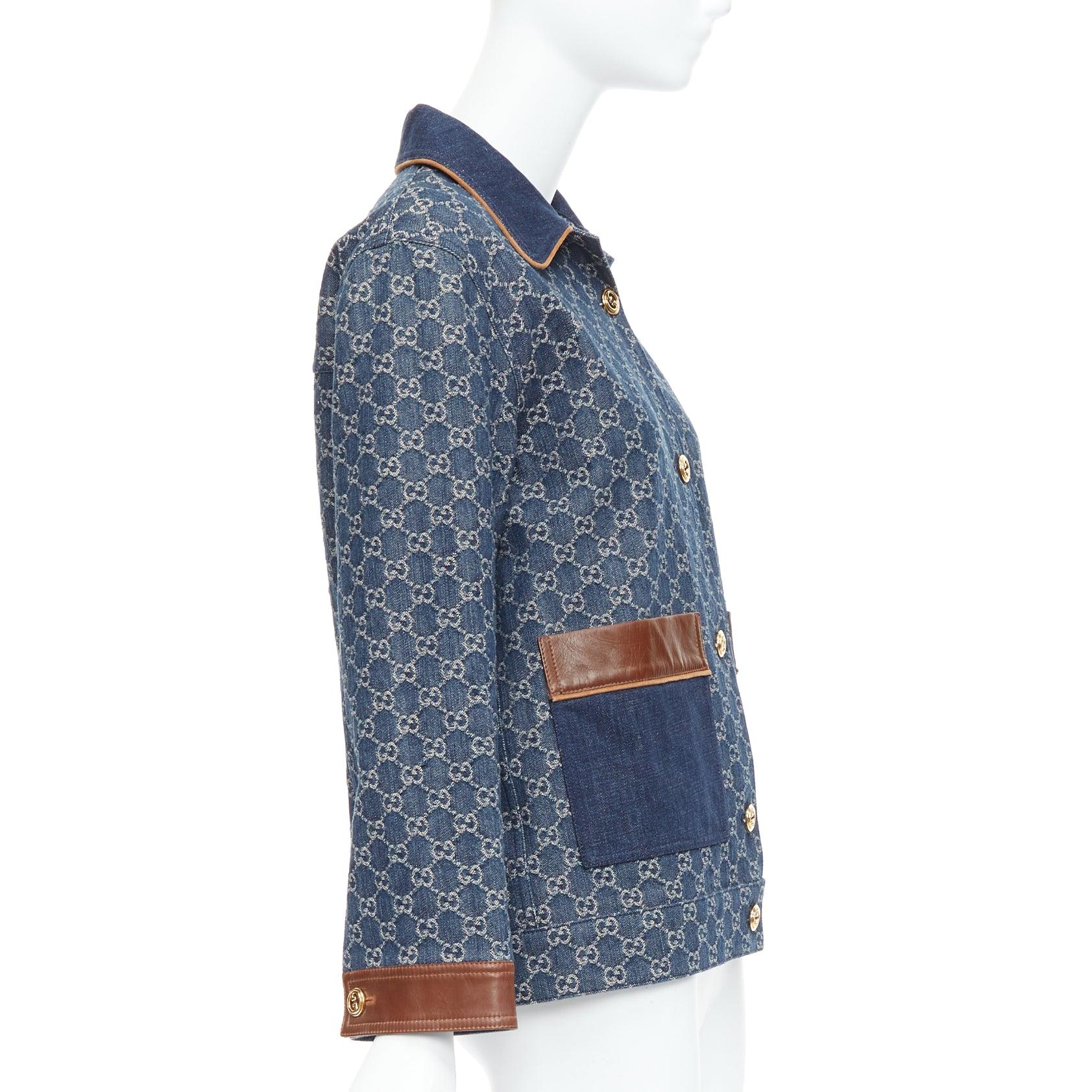 Donna Gucci Epilogue cappotto vintage in denim organico lavato blu con Monogram GG IT38 XS in vendita