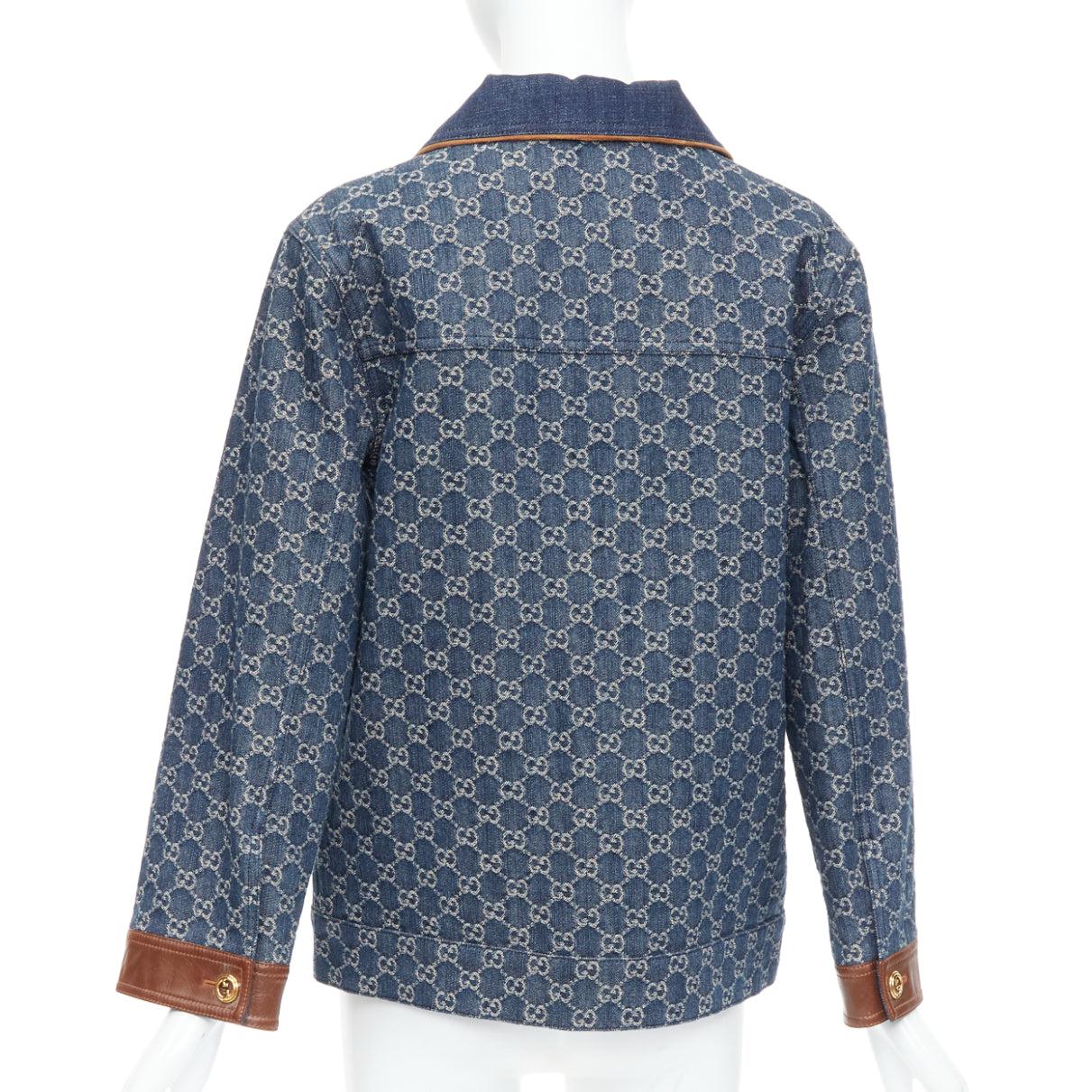 Gucci Epilogue cappotto vintage in denim organico lavato blu con Monogram GG IT38 XS in vendita 1