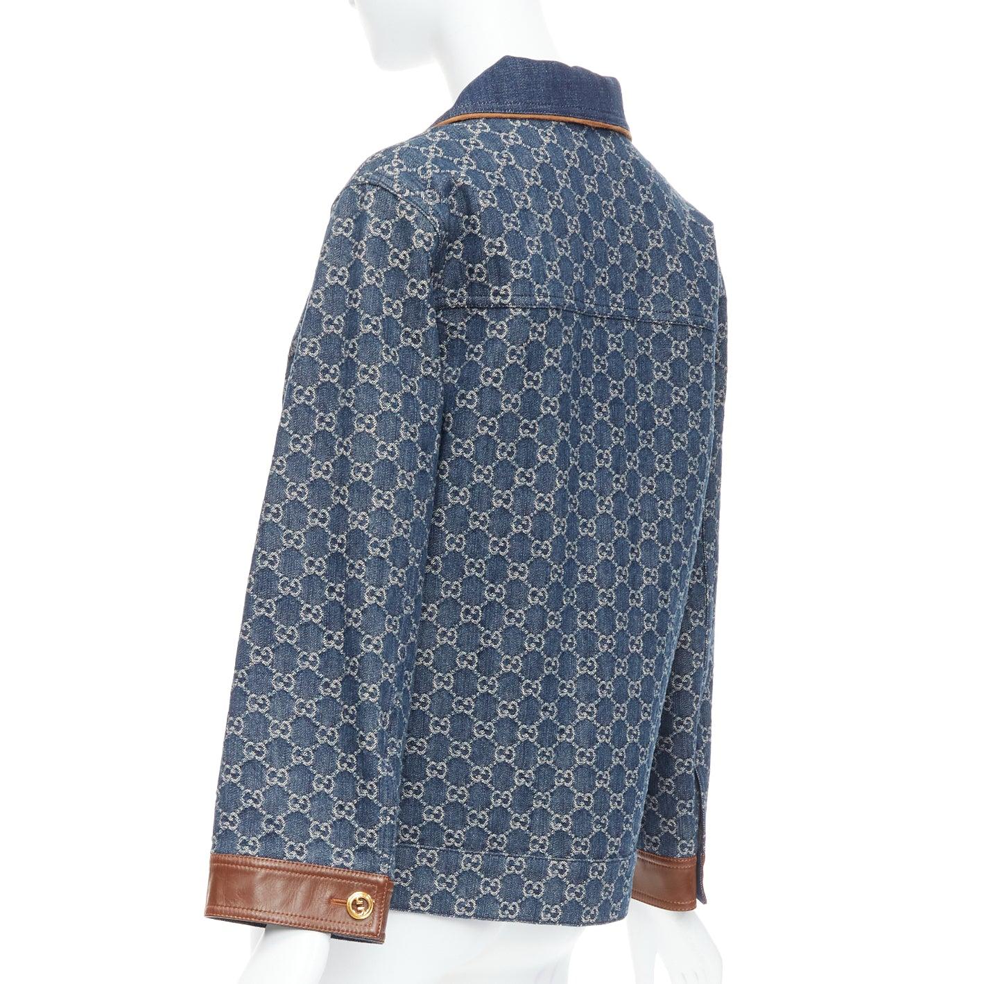 Gucci Epilogue cappotto vintage in denim organico lavato blu con Monogram GG IT38 XS in vendita 2
