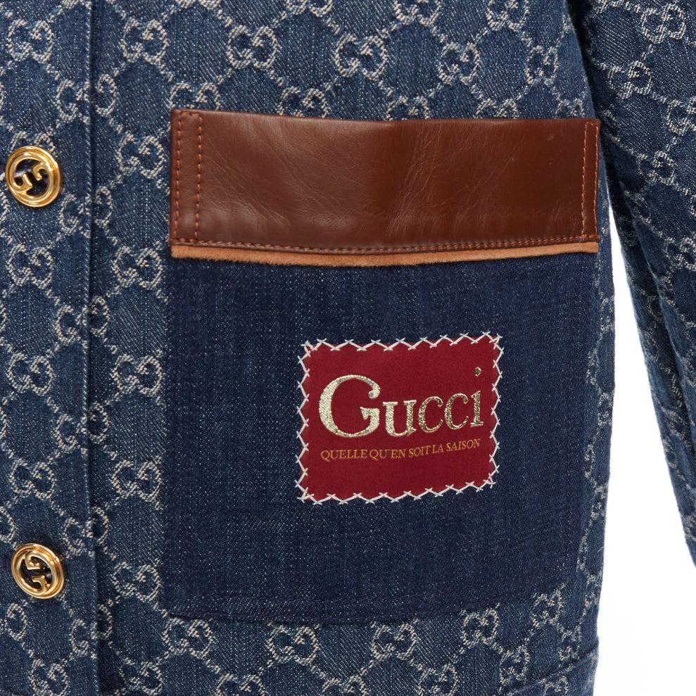 Gucci Epilogue cappotto vintage in denim organico lavato blu con Monogram GG IT38 XS in vendita 3