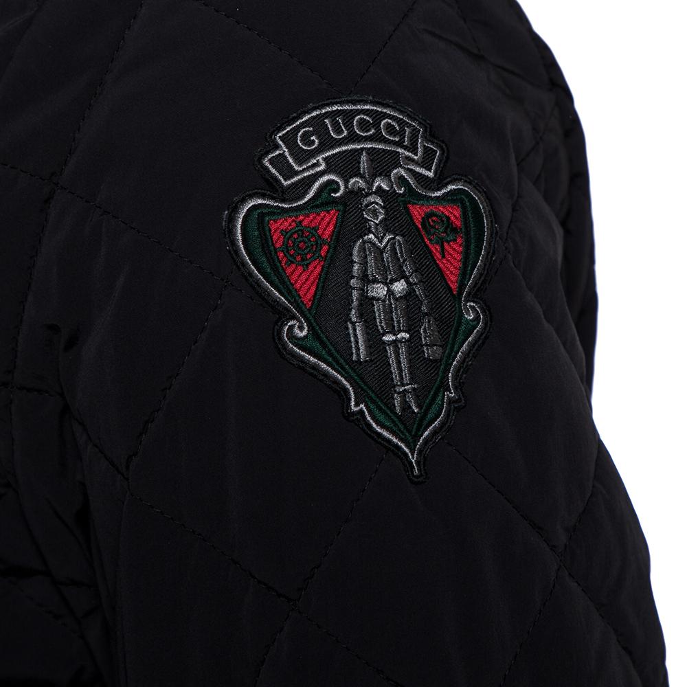 Men's Gucci Equestrian Black Velvet Trim Detail Quilted Jacket M