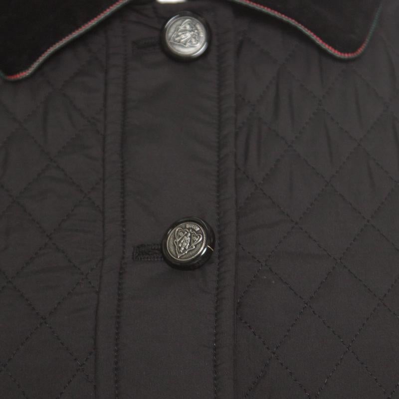Gucci Equestrian Black Velvet Trim Detail Quilted Jacket S In Good Condition In Dubai, Al Qouz 2