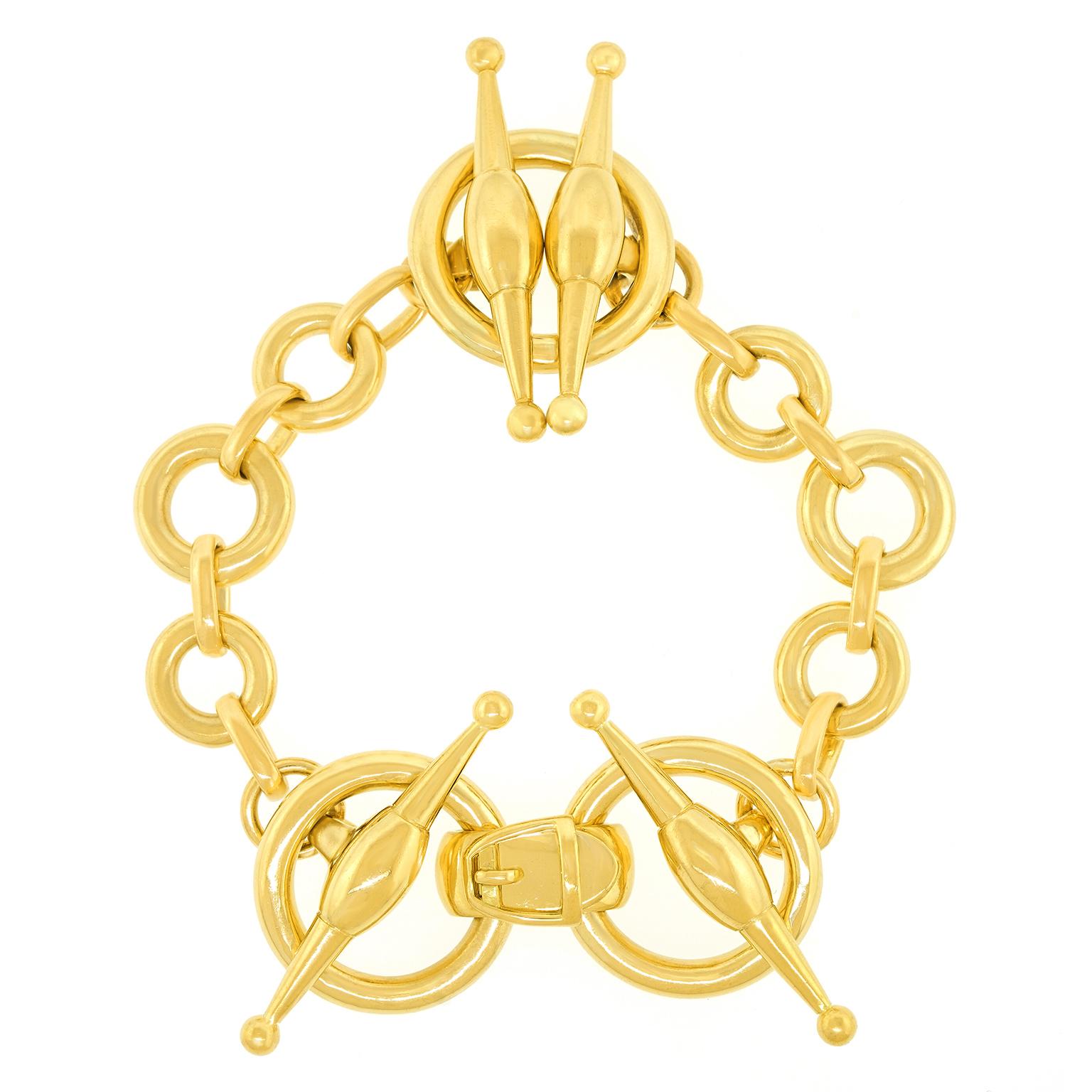 Gucci Equestrian Gold Bracelet im Zustand „Hervorragend“ im Angebot in Litchfield, CT