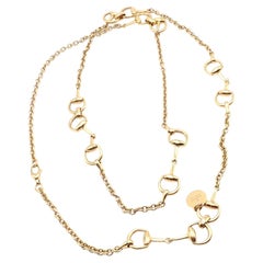 Gucci Equestrian Horsebit 36" Long Link Chain Yellow Gold Necklace