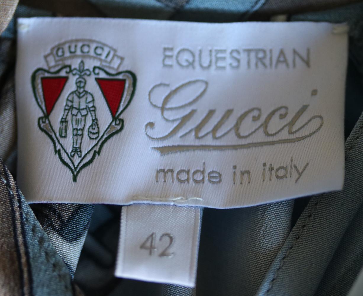 Gucci Equestrian-Print Silk Top In Excellent Condition In London, GB