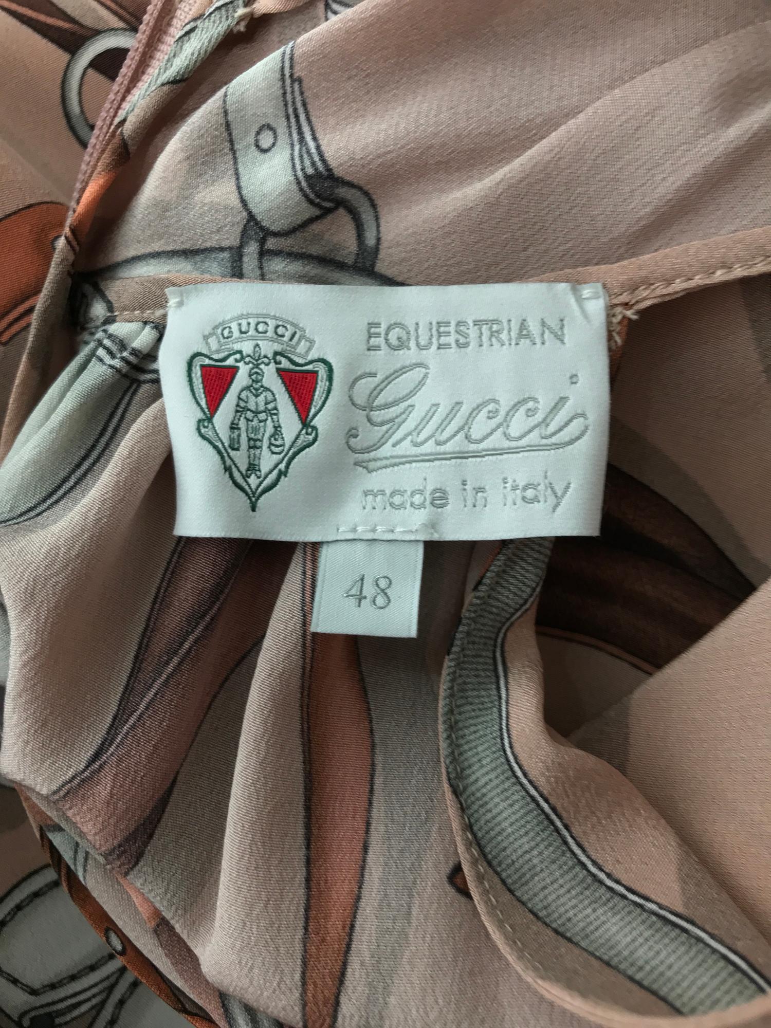 Gucci Equestrian Stirrup and Harness Silk Halter Tunic  48 4