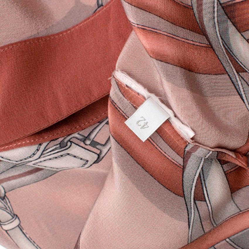 Gucci Equestrian Vintage Blush Pink Silk Bridle Print Blouse For Sale 3