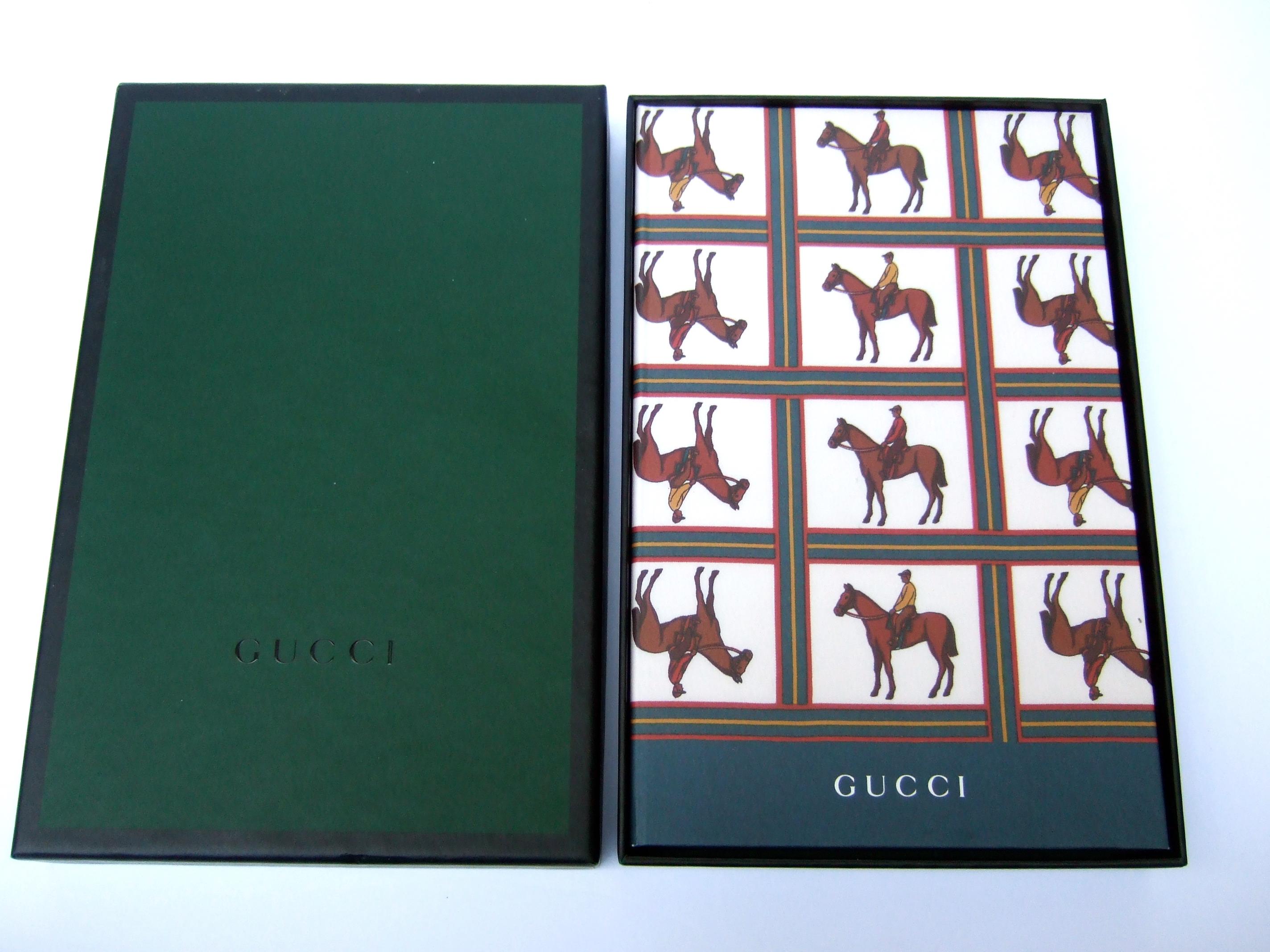 Gucci Equine Design Note Cards & Journal Book Stationery Set in Gucci Box c 1990 For Sale 4