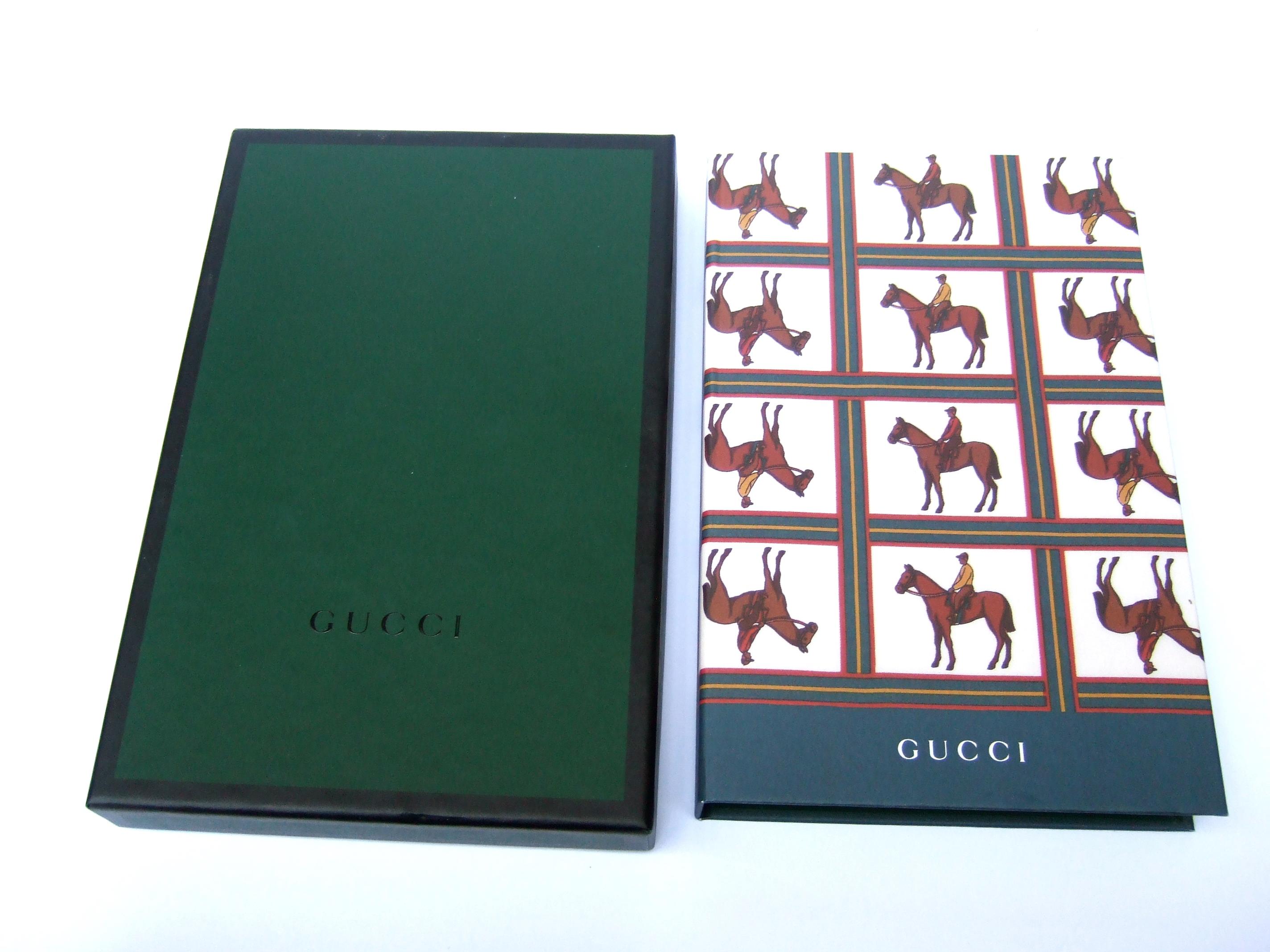 Gucci Equine Design Note Cards & Journal Book Stationery Set in Gucci Box c 1990 In Excellent Condition For Sale In University City, MO