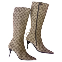 Gucci Era Tom Ford Boots Monogram GG Beige and Brown 2000s
