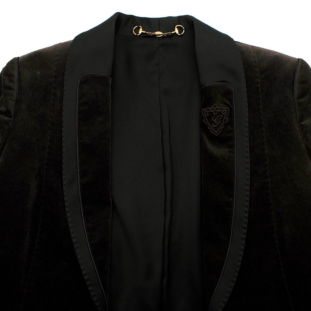 Gucci Espresso Brown Velvet Single Breasted Blazer US4 In Excellent Condition For Sale In London, GB