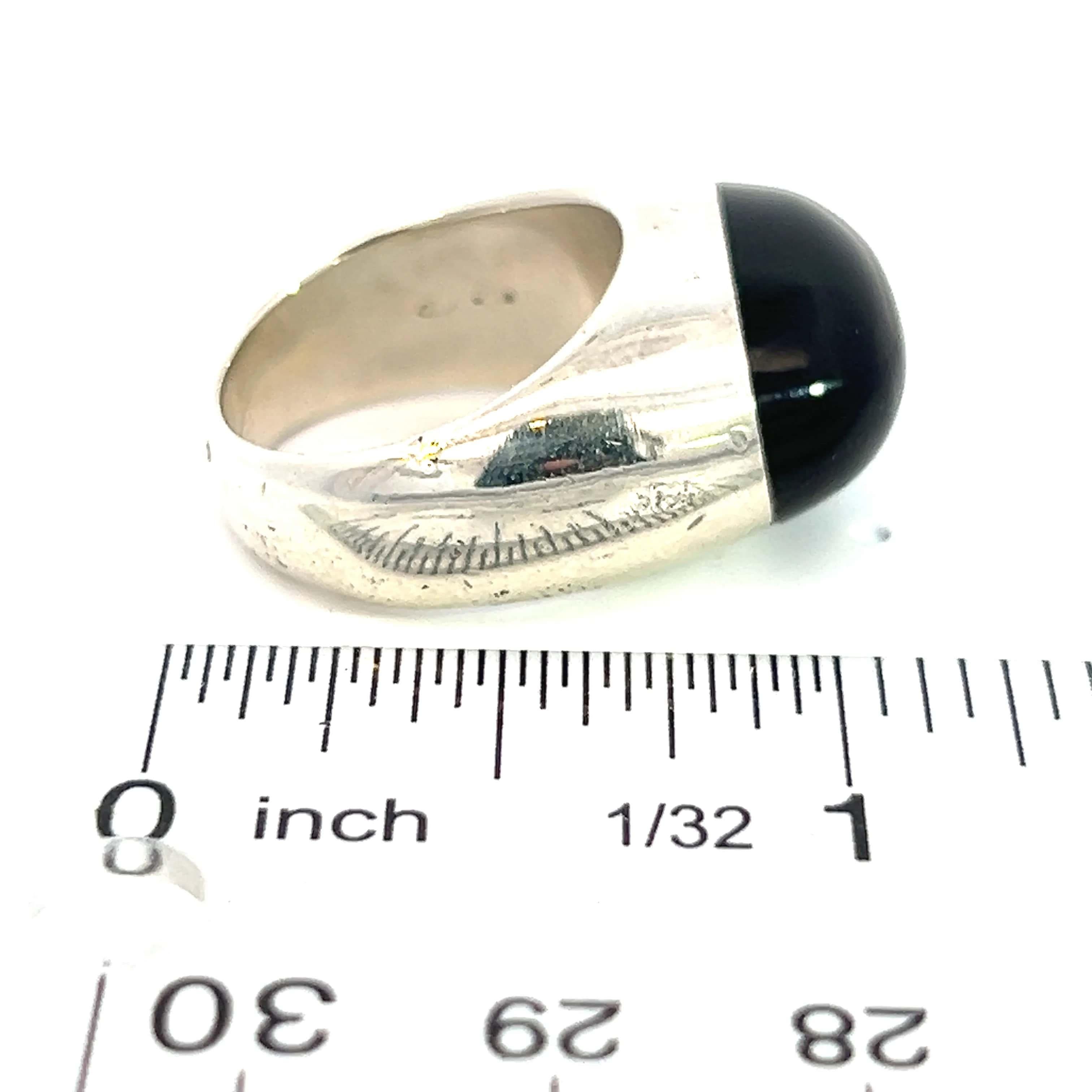 Gucci Estate Black Onyx Ring Size 6.75 Sterling Silver 6 mm For Sale 1
