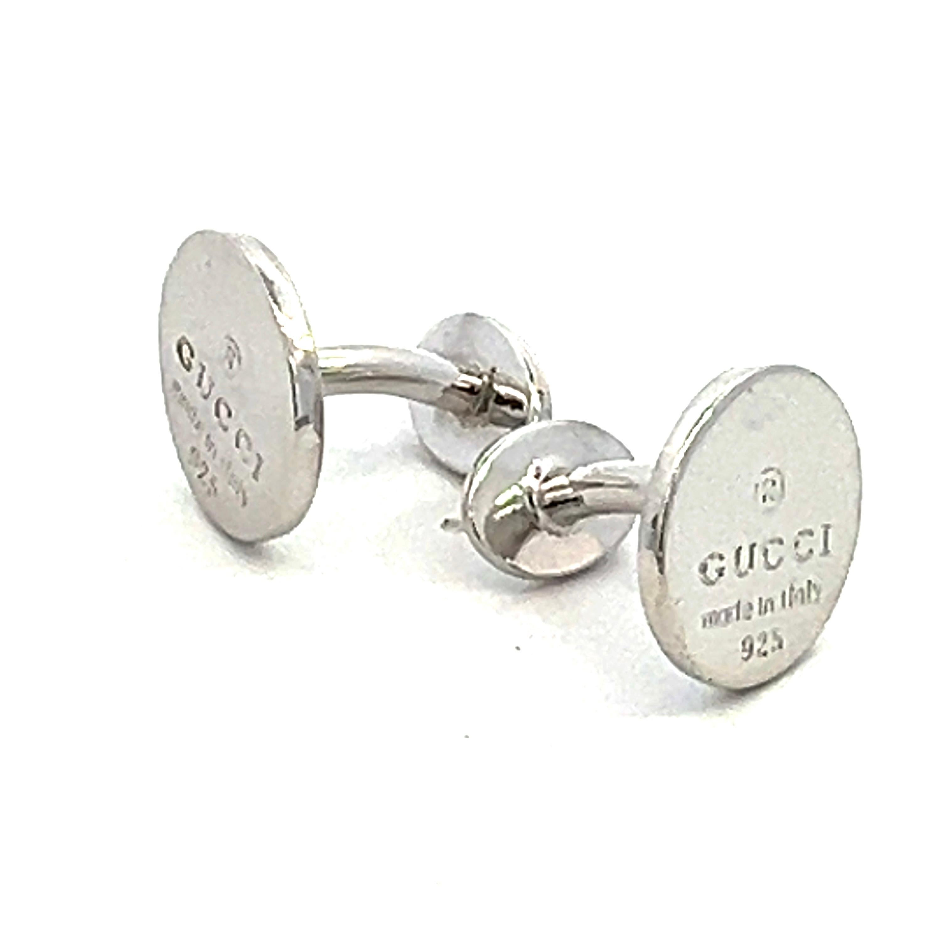 Authentic Gucci Estate Mens Cufflinks Sterling Silver G31

These elegant Authentic Gucci cufflinks are made of sterling silver and have a weight of 11 grams.

MADE IN ITALY

TRUSTED SELLER SINCE 2002

PLEASE SEE OUR HUNDREDS OF POSITIVE FEEDBACKS