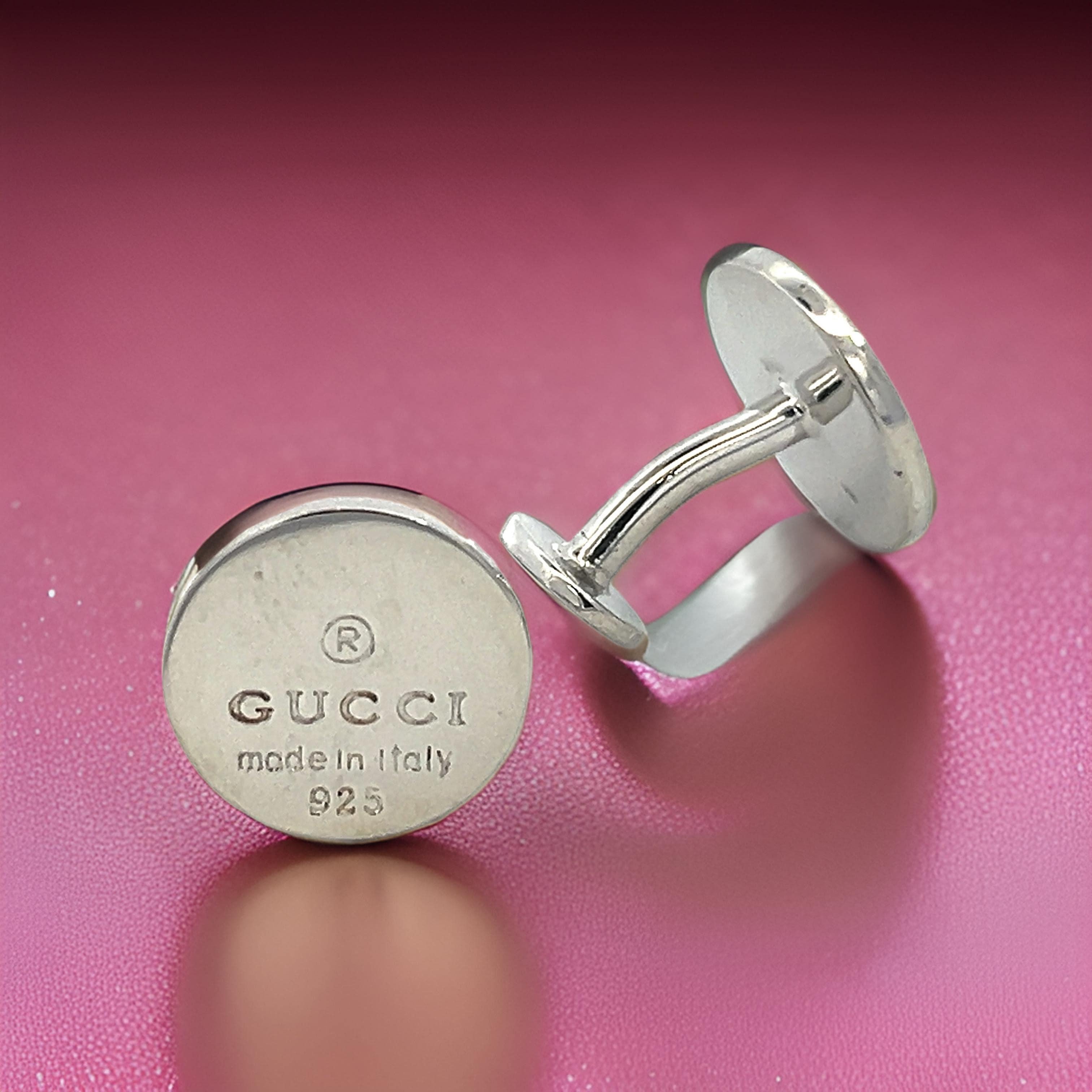 Men's Authentic Gucci Estate Mens Cufflinks Sterling Silver For Sale