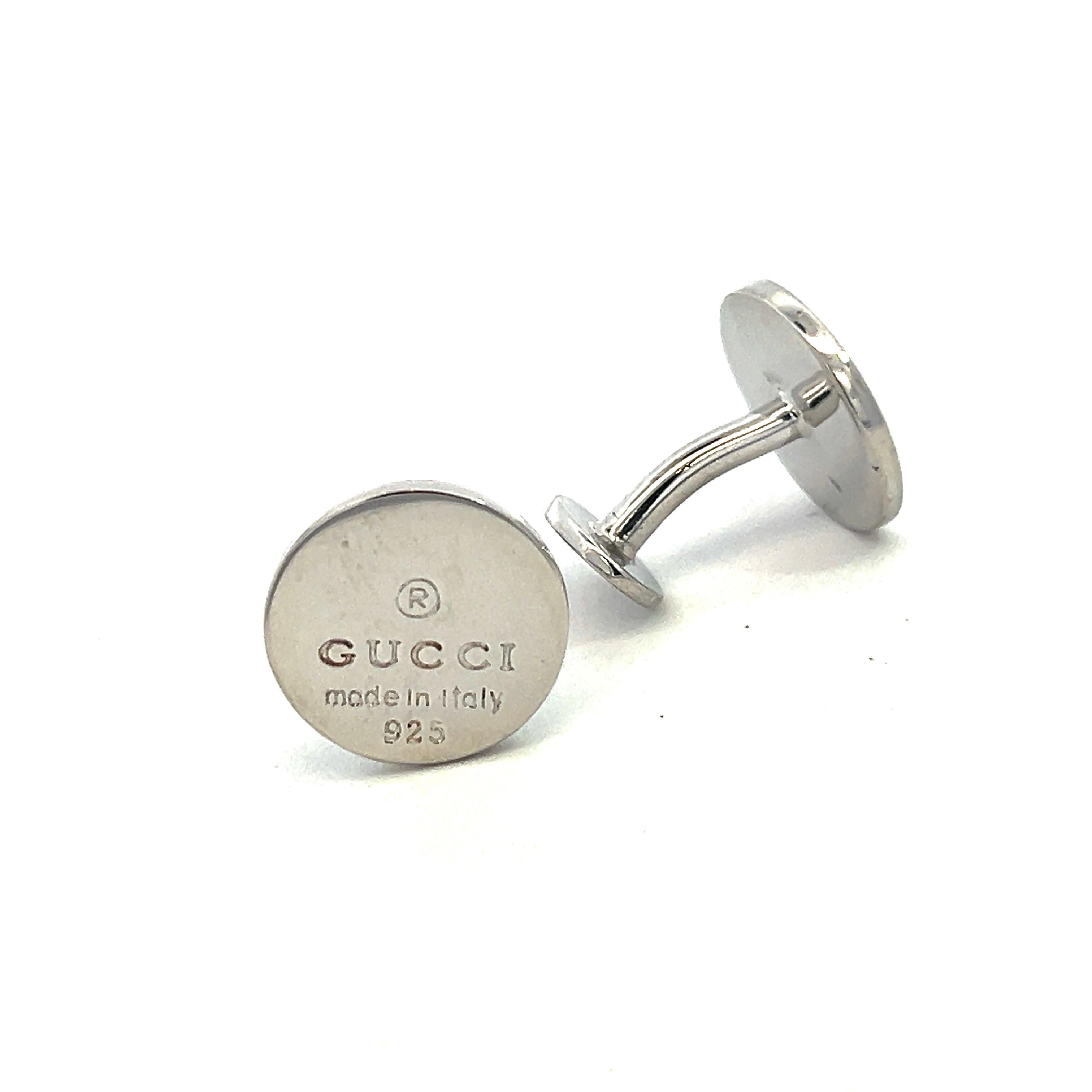 Authentic Gucci Estate Mens Cufflinks Sterling Silver For Sale 1