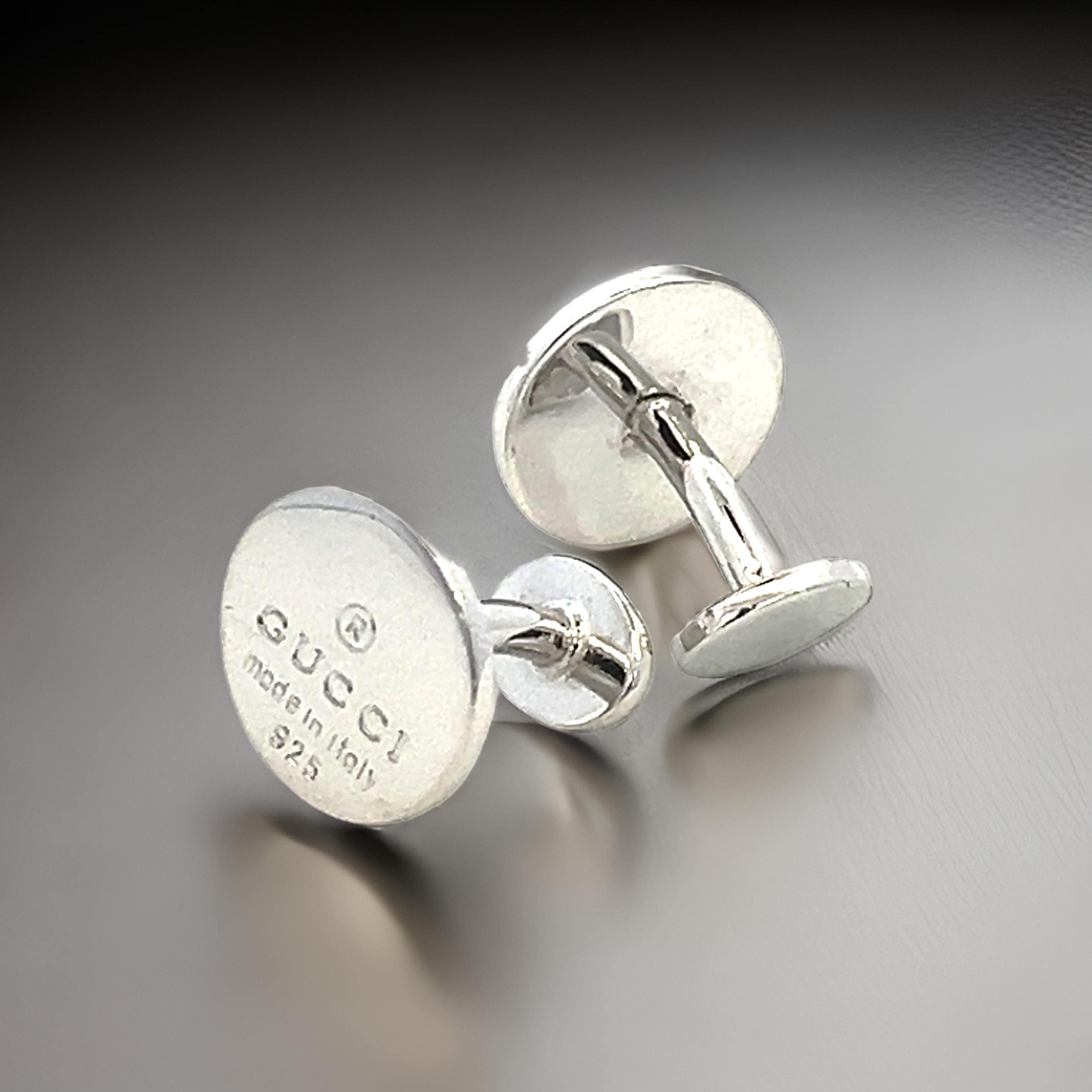 Authentic Gucci Estate Mens Cufflinks Sterling Silver For Sale 2