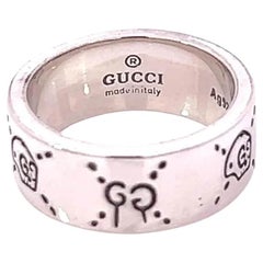 Anillo Gucci Estate Grabado Talla 8 Plata de Ley 8,5 mm Altura
