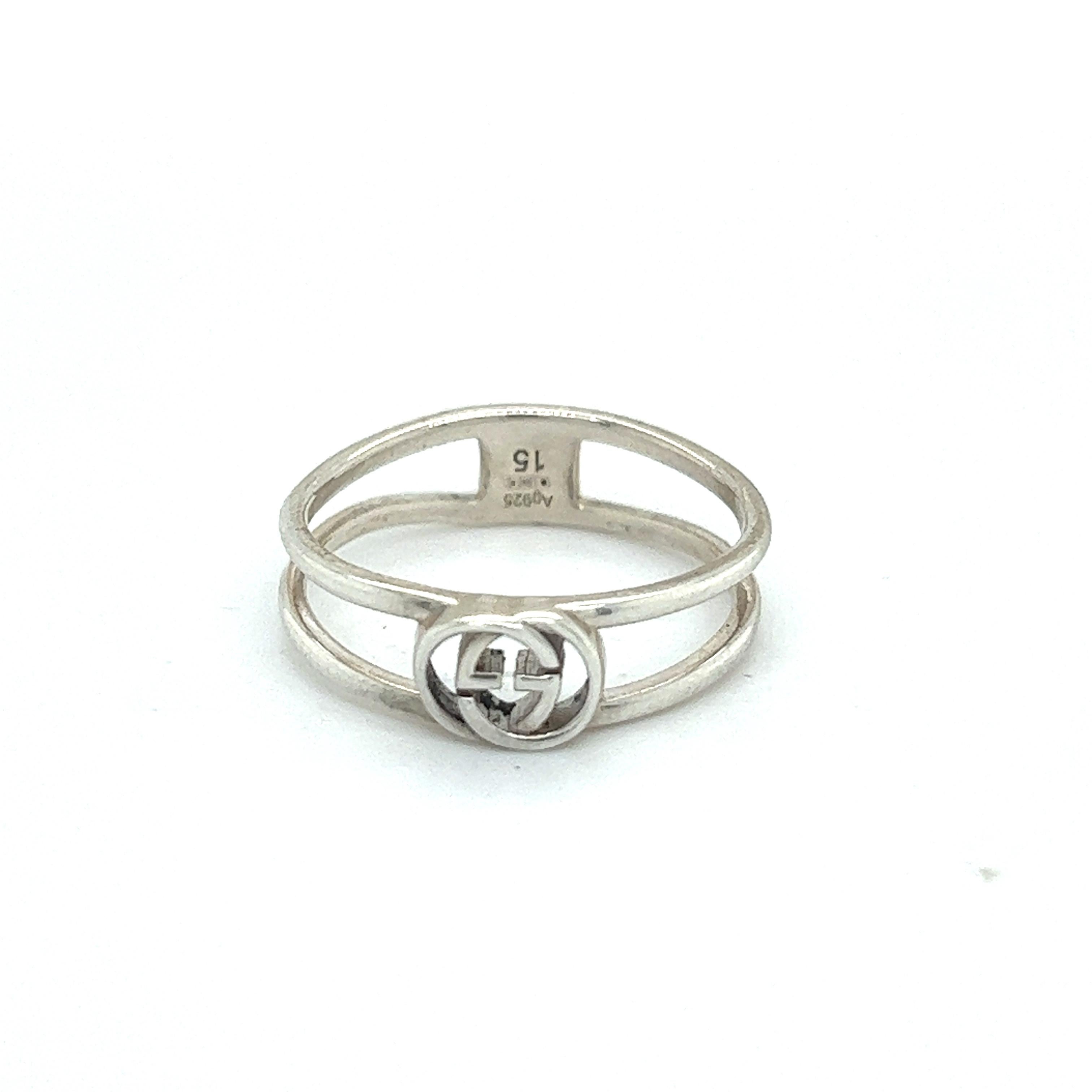 Gucci Estate Ladies Ring Size 7 Sterling Silver In Good Condition For Sale In Brooklyn, NY