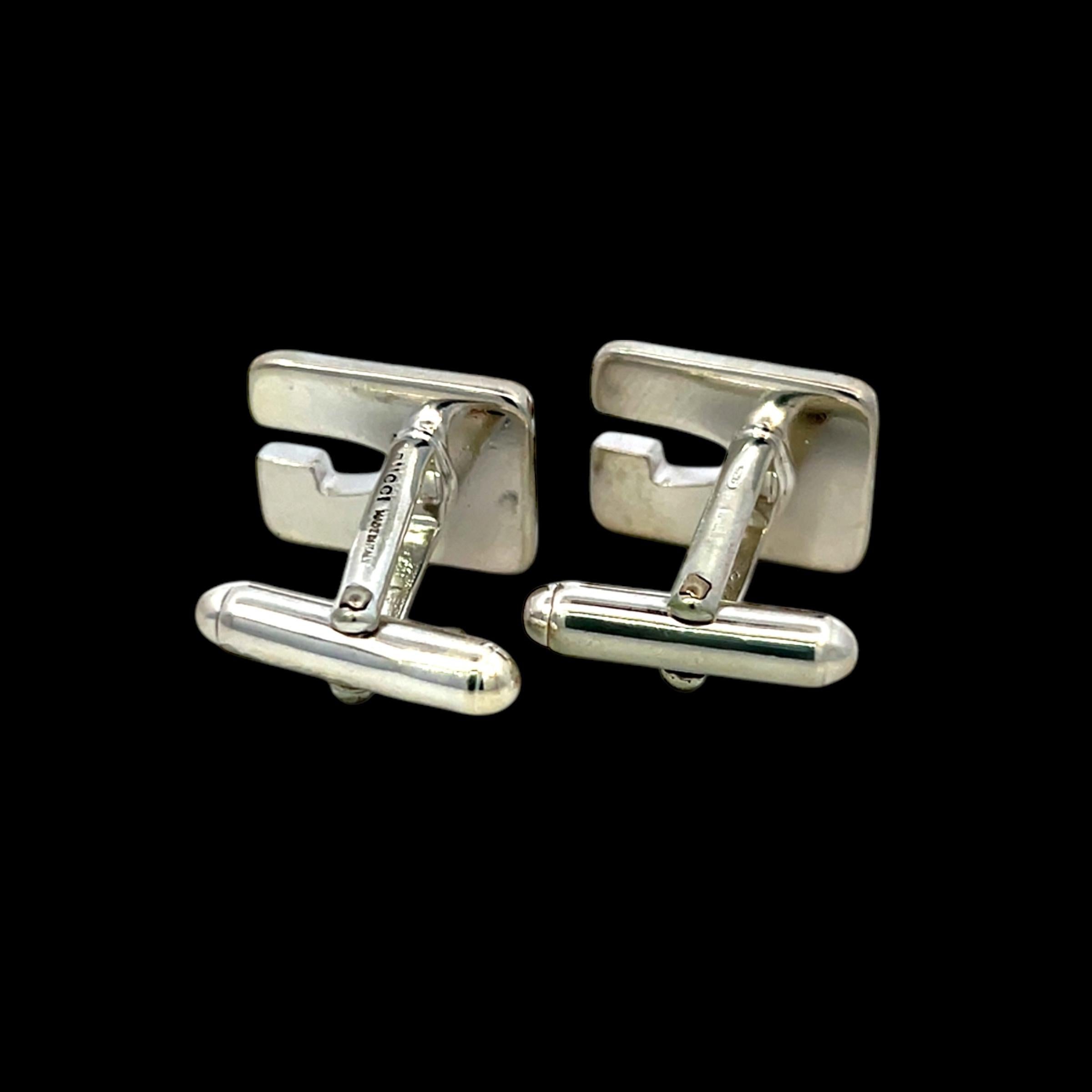 Men's Gucci Estate Mens Cufflinks Sterling Silver For Sale