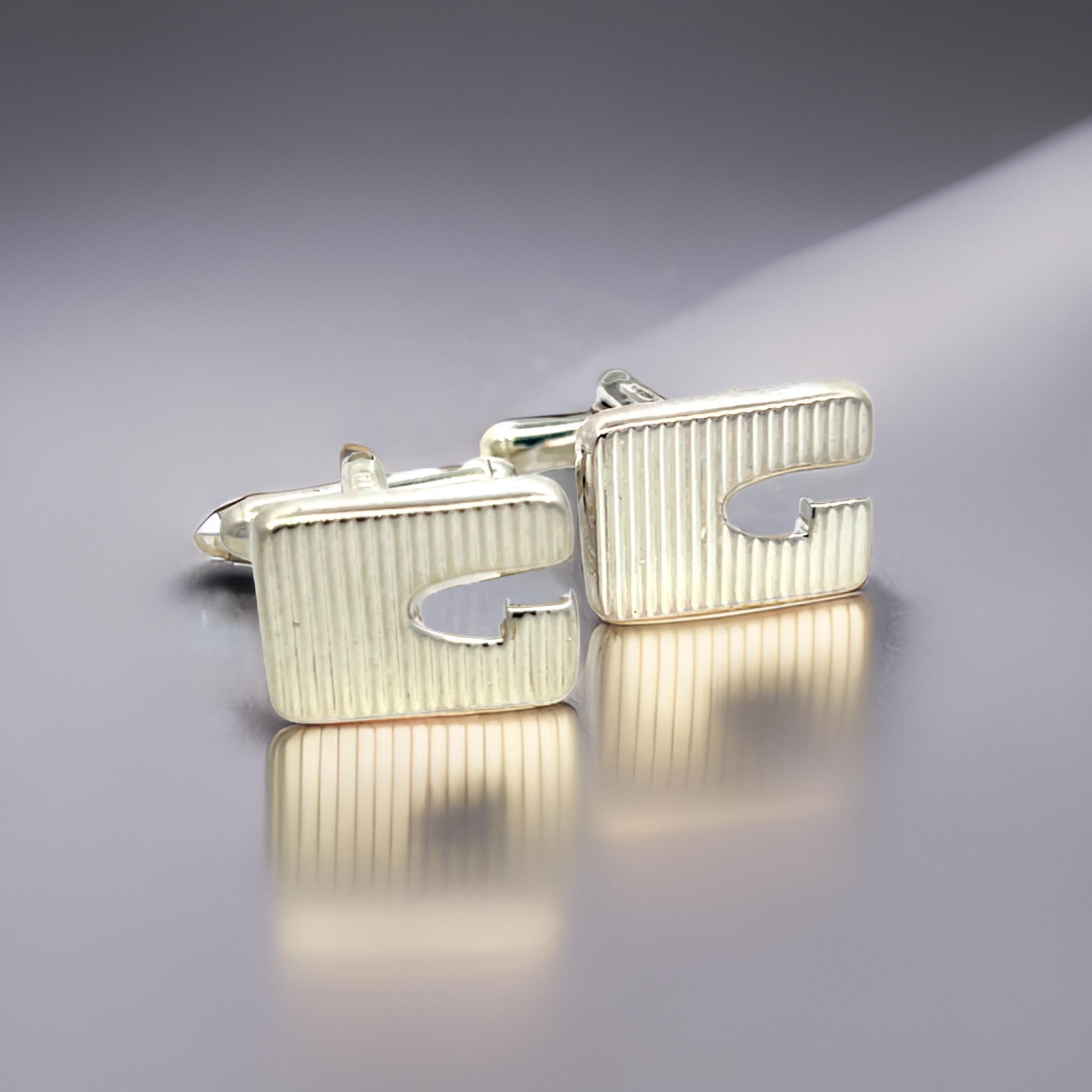 Gucci Estate Mens Cufflinks Sterling Silver For Sale 1