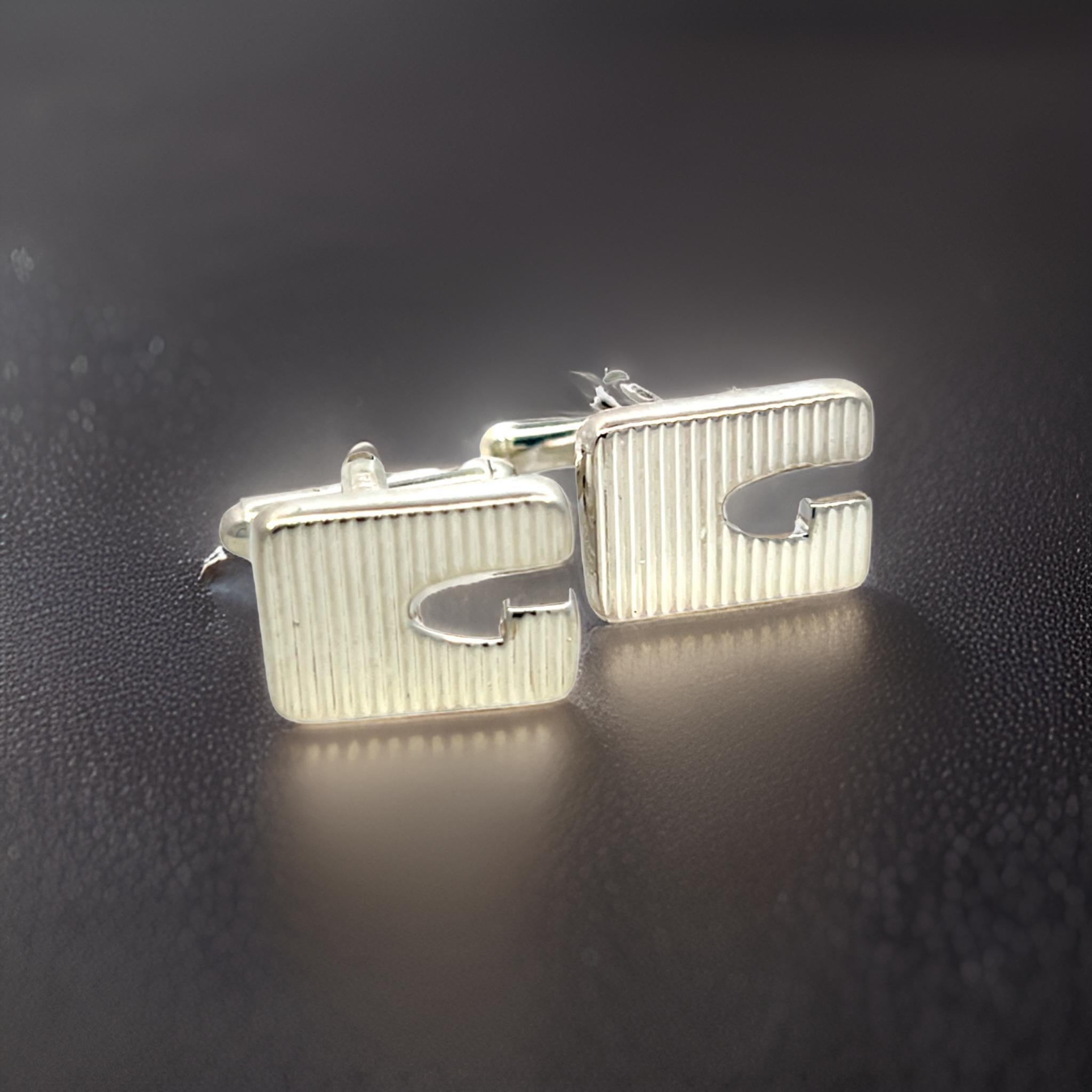 Gucci Estate Mens Cufflinks Sterling Silver For Sale 4