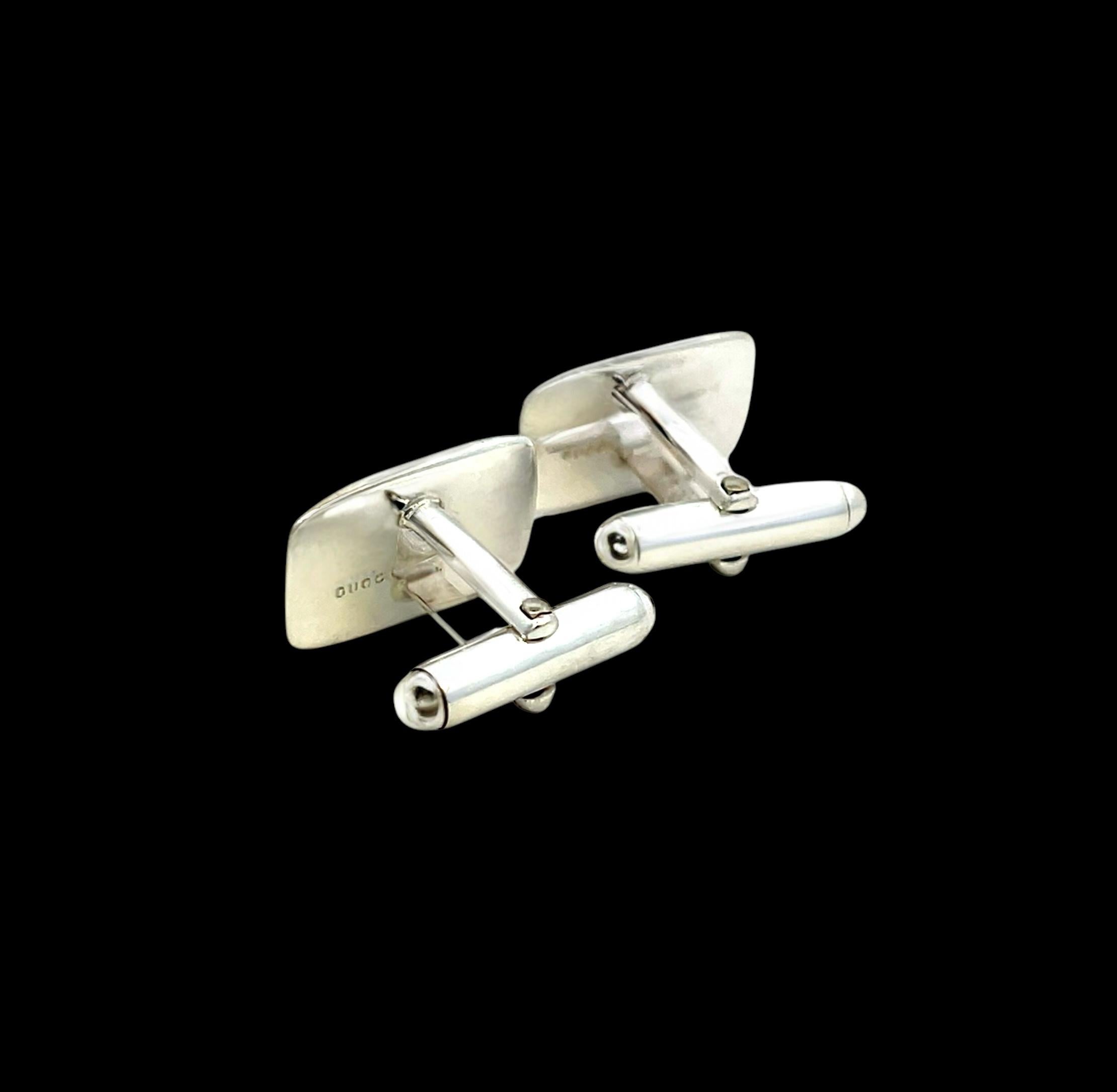 Gucci Estate Mens Cufflinks Sterling Silver For Sale 2