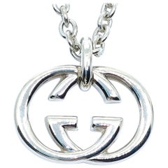 Vintage Gucci Estate Pendant Necklace 20" Silver