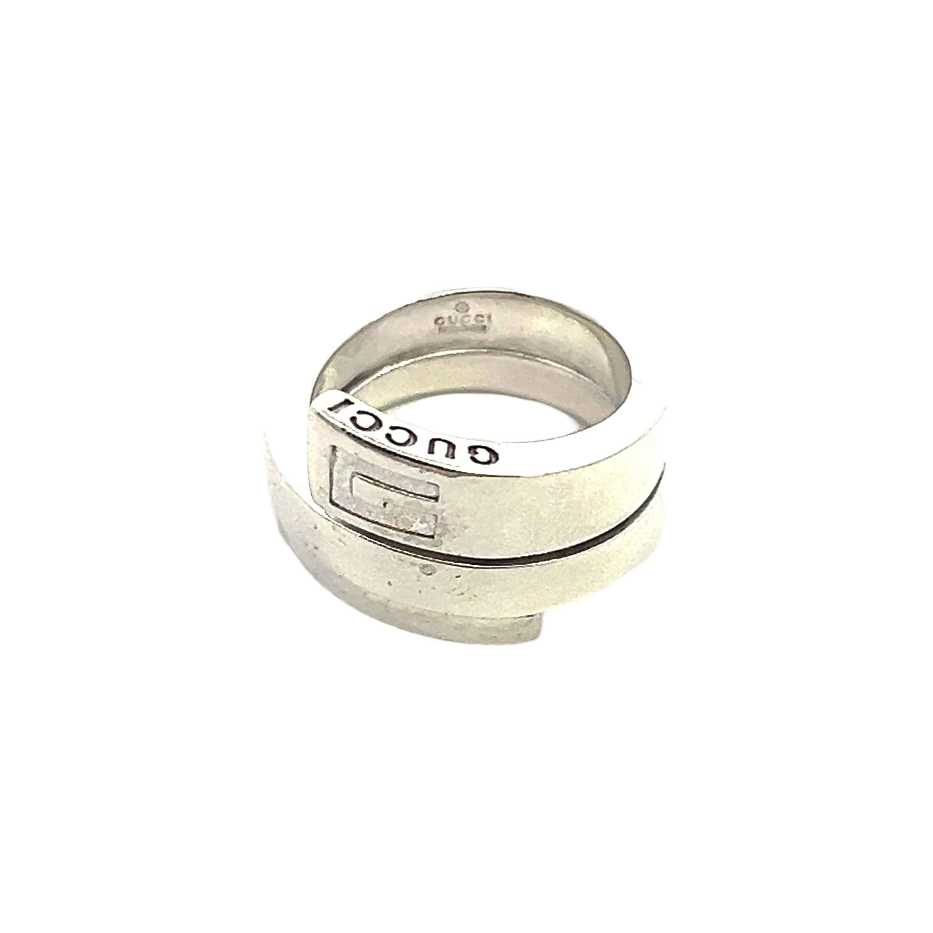Women's Gucci Estate Ring Size 5 Sterling Silver 13.5 mm For Sale