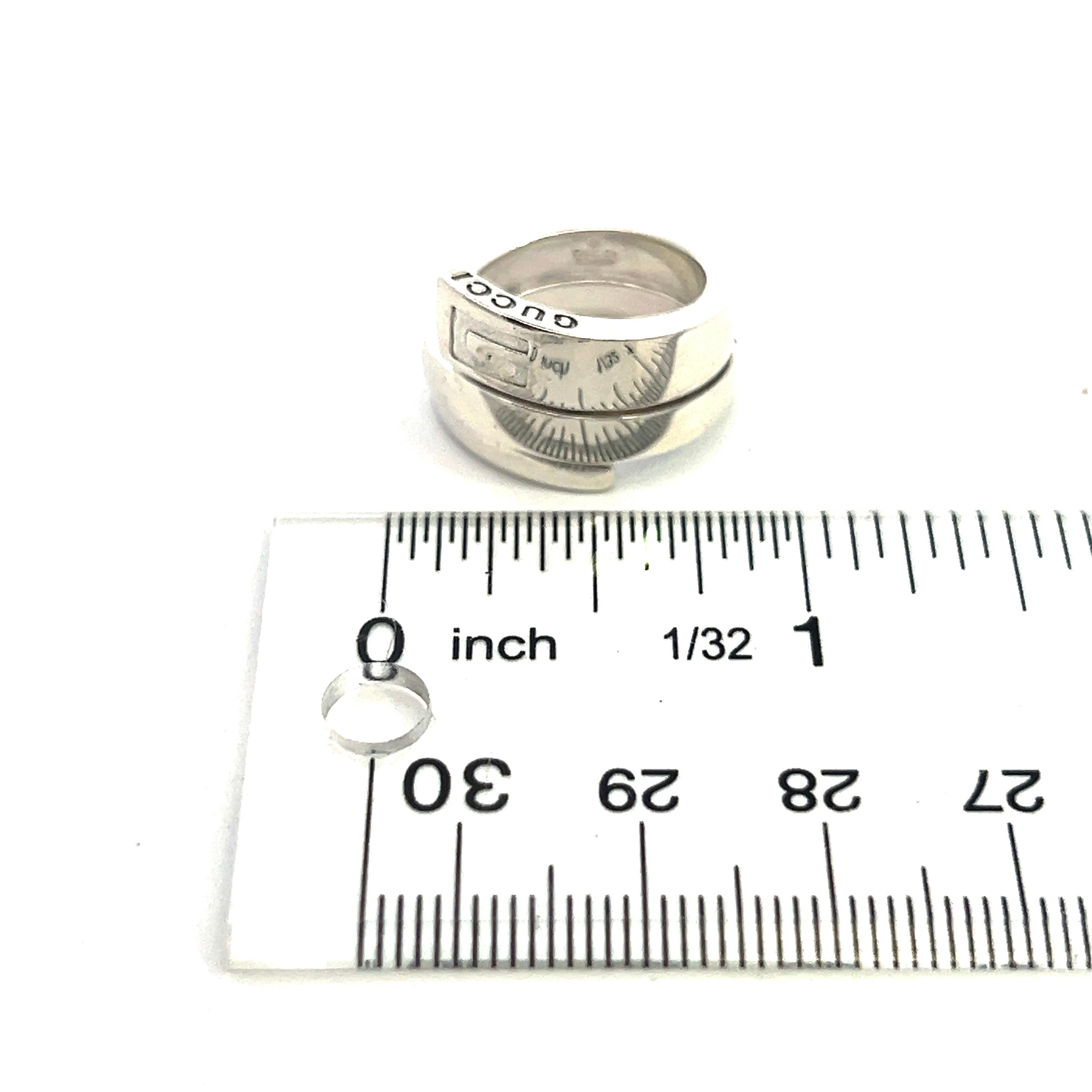 Gucci Estate Ring Size 5 Sterling Silver 13.5 mm For Sale 1