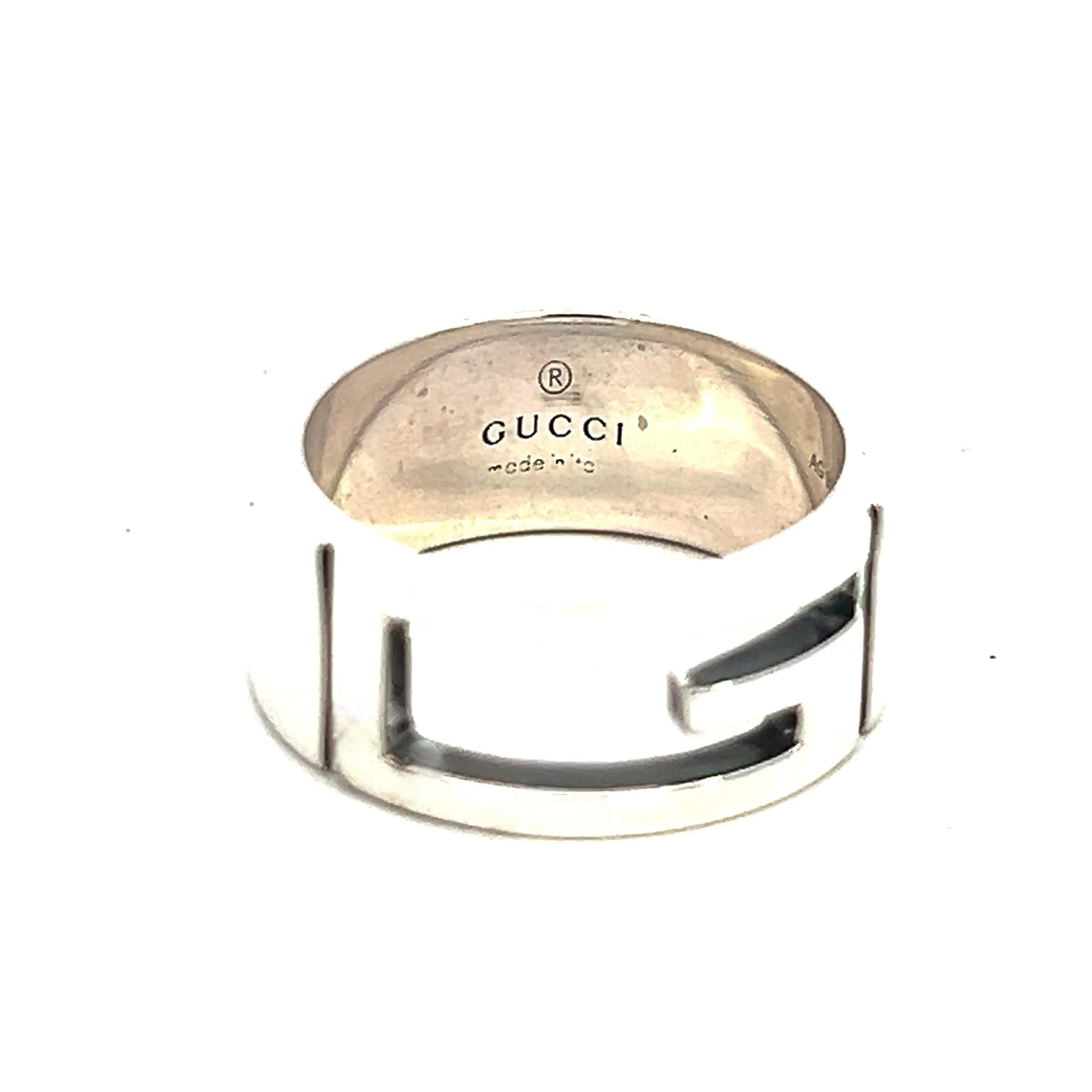 Gucci Estate Ring Size 5.5 Sterling Silver Height 8 mm For Sale 1