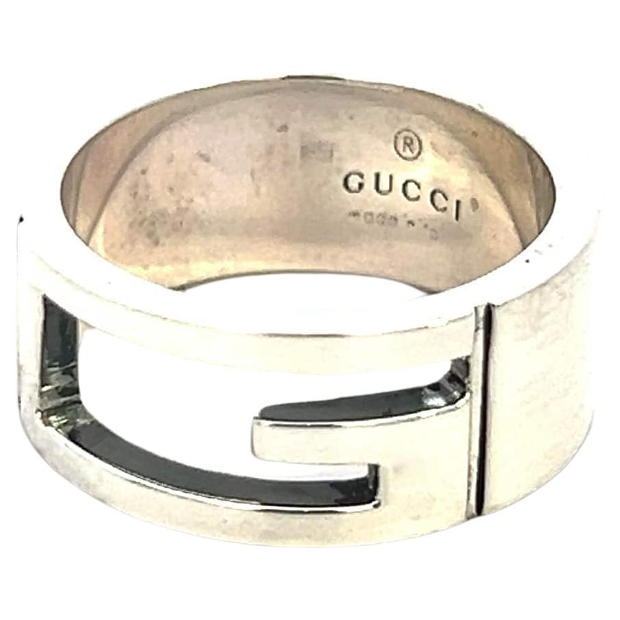 Gucci Estate Ring Size 5.5 Sterling Silver Height 8 mm