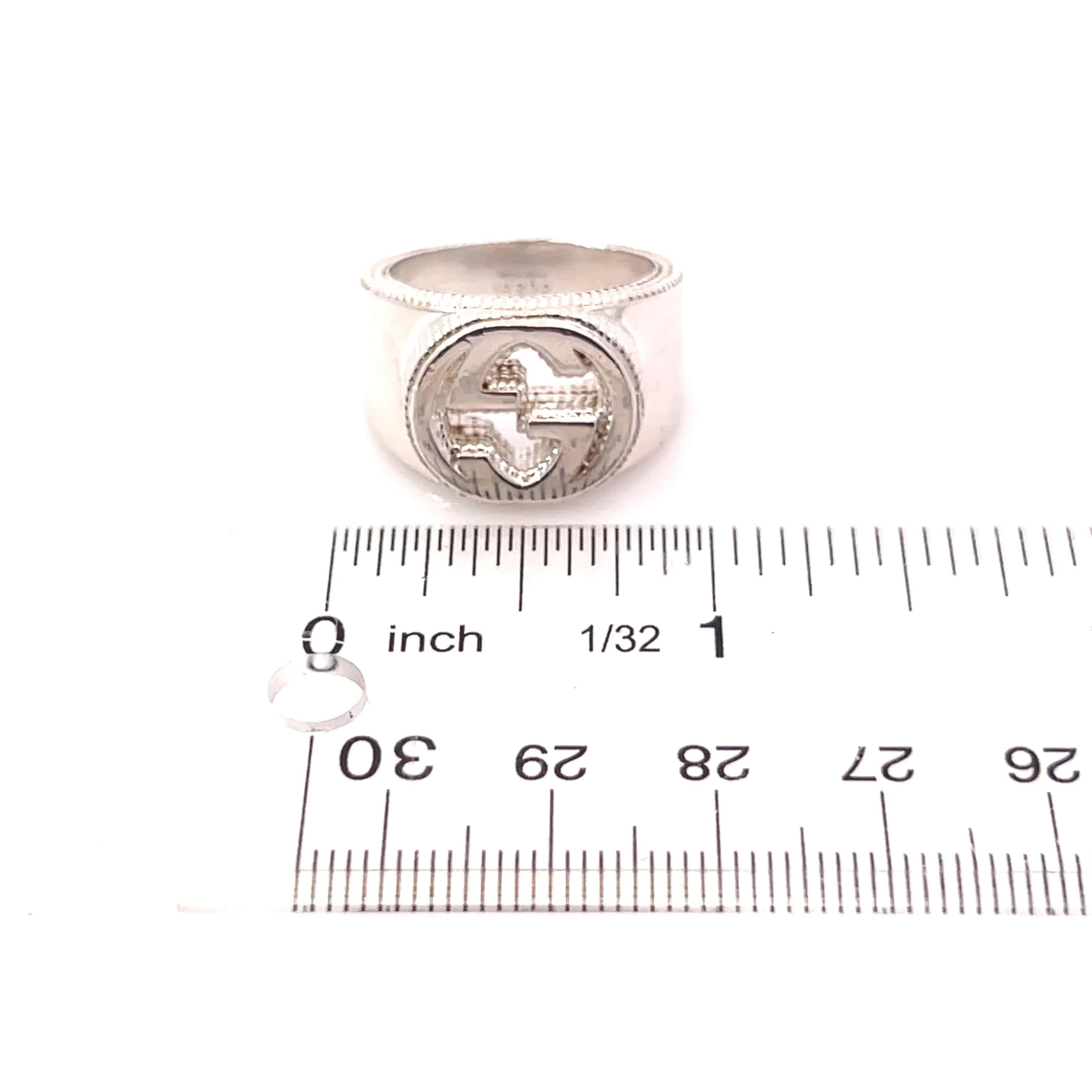 Gucci Estate Sterling Silver Ring Size 8.5, 15 mm Height 17.9 Grams For Sale 3