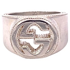Anillo de plata de ley Gucci Estate Tamaño 8,5, 15 mm Altura 17,9 gramos