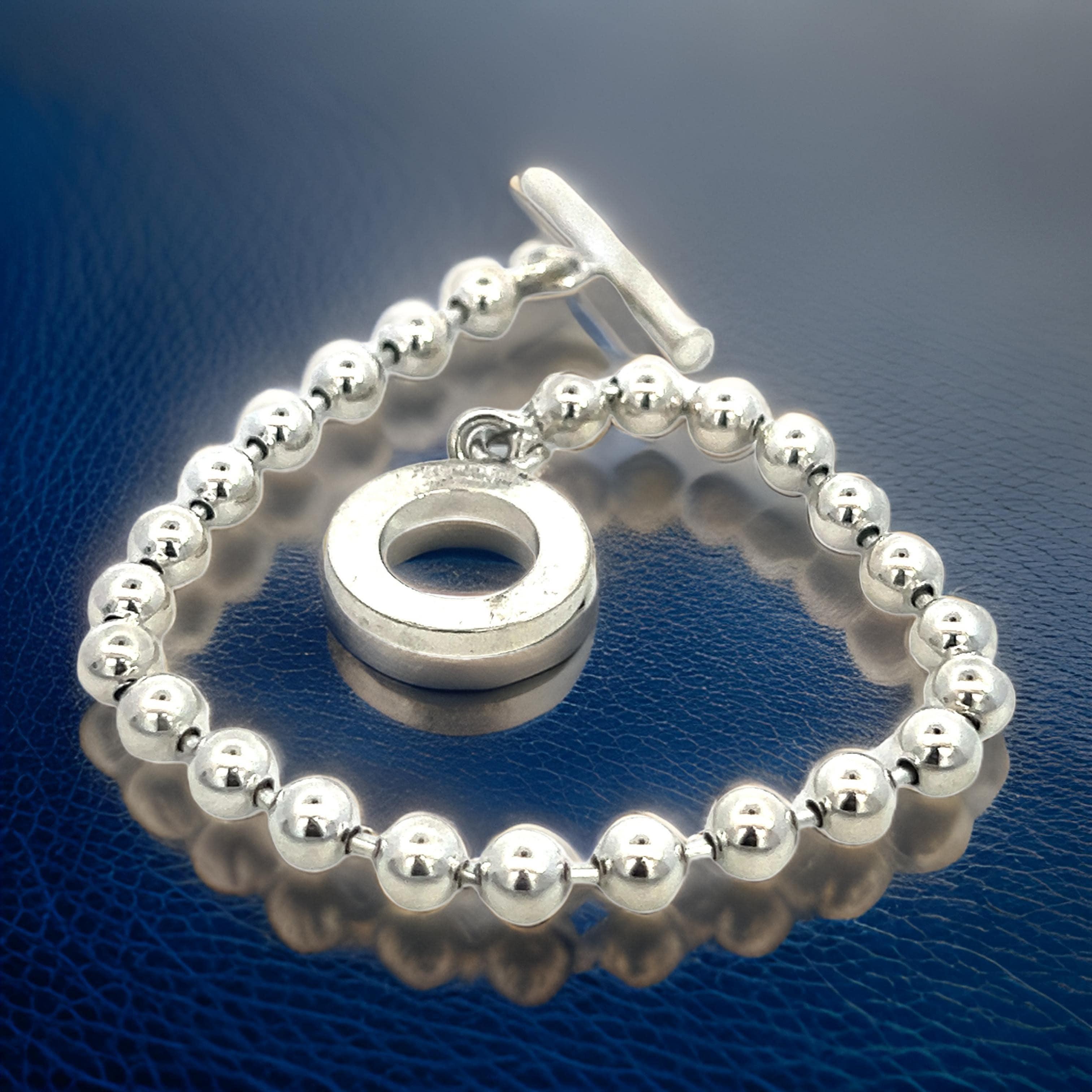 Gucci Estate Toggle Bracelet Size 8 Sterling Silver 8 mm Beads For Sale 1
