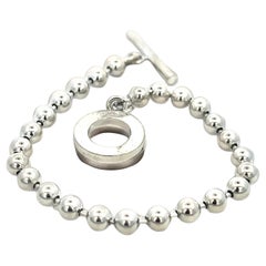 Gucci Estate Toggle Bracelet Size 8 Sterling Silver 8 mm Beads