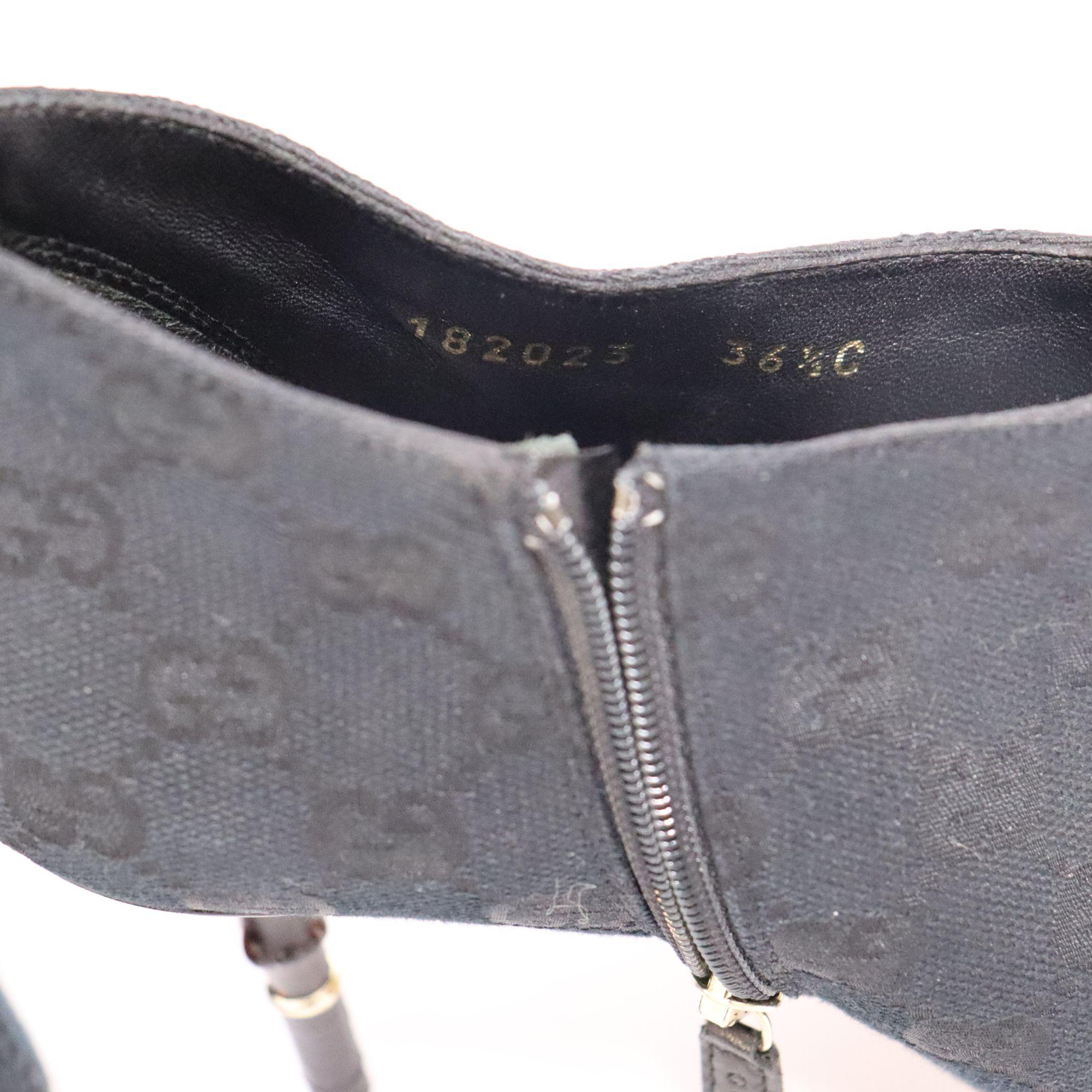Gucci EU 36.5 Vintage Black Monogram Heeled Ankle Boots 5