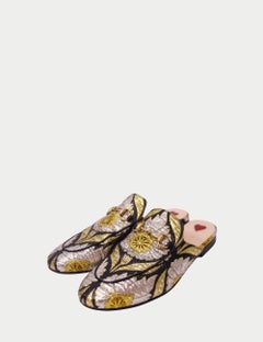 Gucci Gold & Black Brocade Princetown Loafers - EU 37