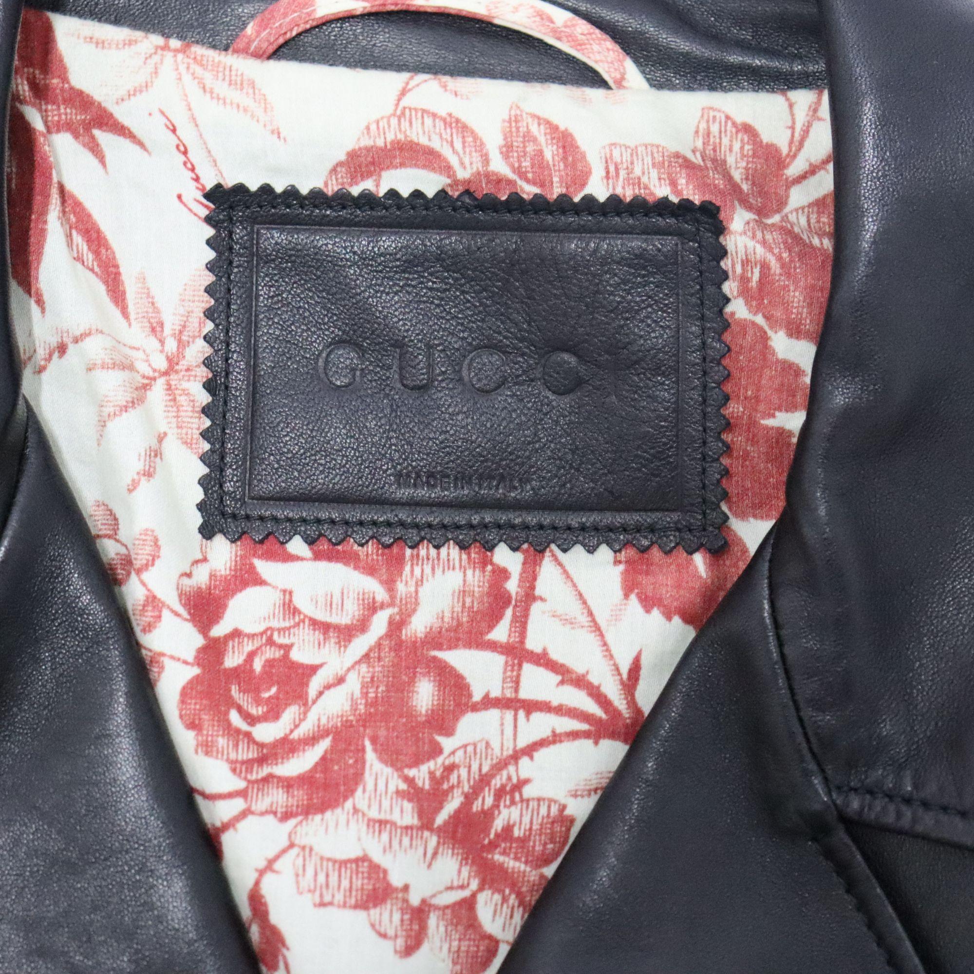 Gucci IT42 NWT Black Leather Jacket, 2017 Collection For Sale 1