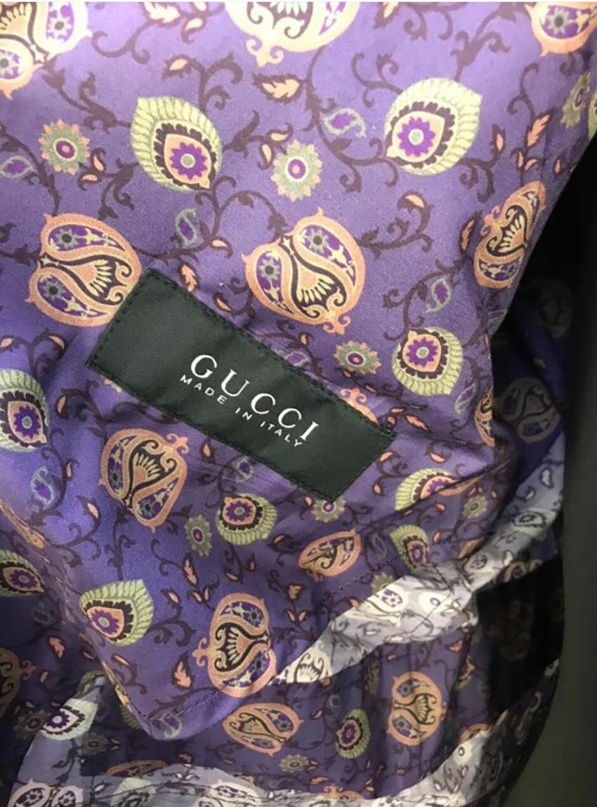 GUCCI EVENING LILAC PRINTED BLAZER JACKET for Men IT 58 - US 48 In Excellent Condition In Montgomery, TX