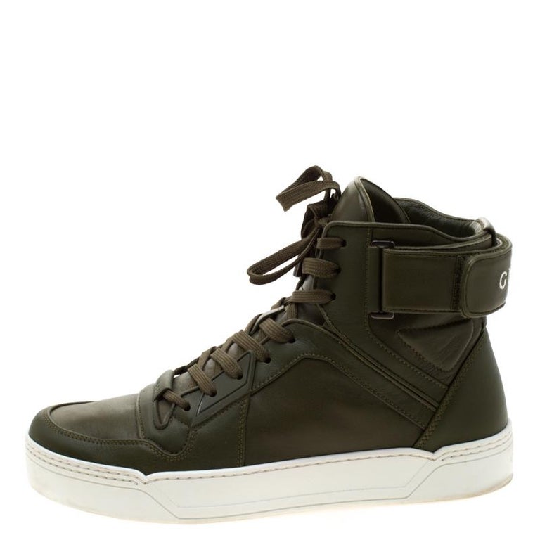Gucci EverGreen Leather BasketBall High Top Sneakers Size 41 For Sale ...