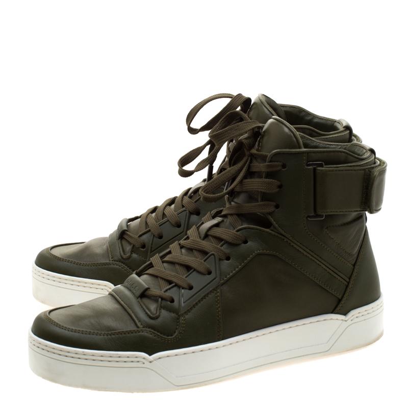 Gucci EverGreen Leather BasketBall High Top Sneakers Size 41 2
