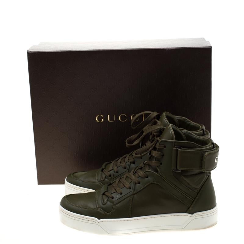 Gucci EverGreen Leather BasketBall High Top Sneakers Size 41 3