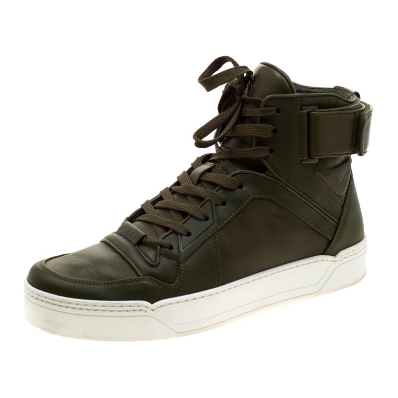 Gucci EverGreen Leather BasketBall High Top Sneakers Size 41