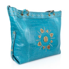 Gucci Exclusive Limited Edition Turquoise Crocodile Irina Tote Bag