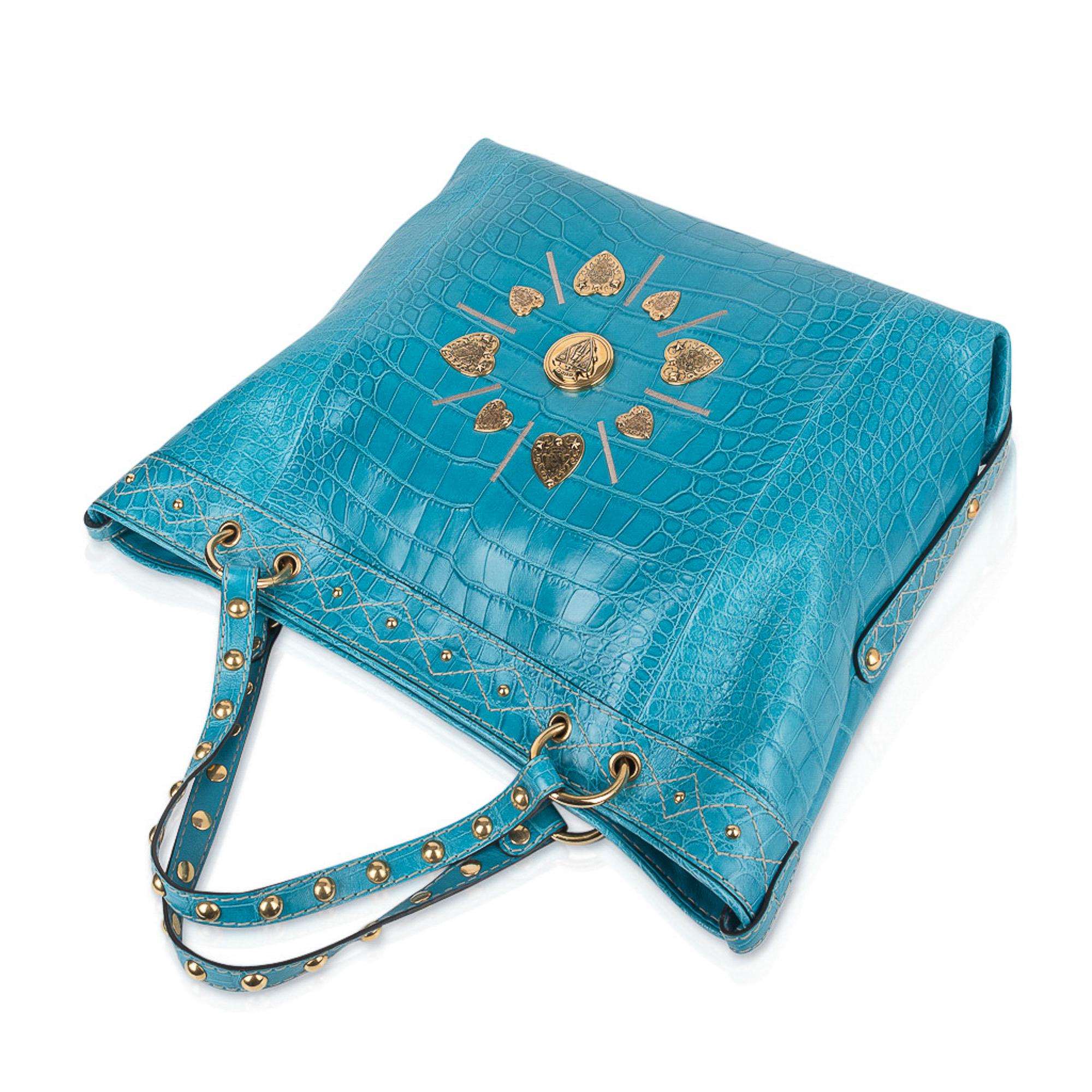 Blue Gucci Exclusive Limited Edition Turquoise Crocodile Irina Tote Bag  For Sale